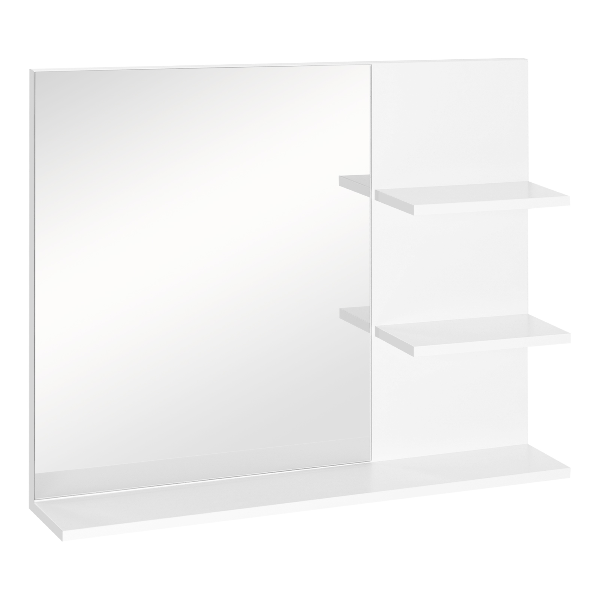 Kleankin Wall Mounted Bathroom Mirror with 3 Open Storage Shelves – Space-Saving Bathroom Storage, White