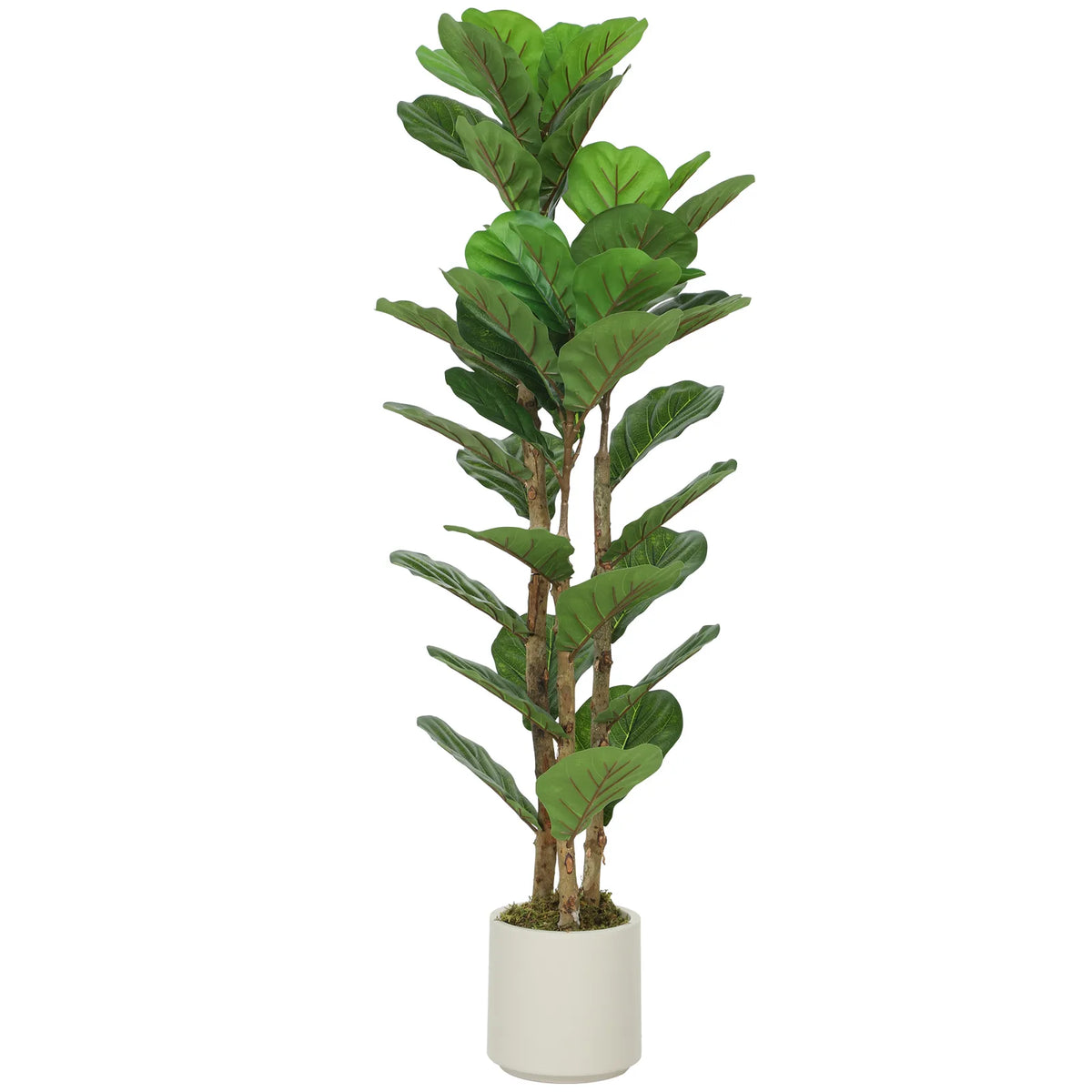HOMCOM 120cm Artificial Fiddle Leaf Fig Tree with White Pot – Lifelike Faux Plant for Home & Office, Green