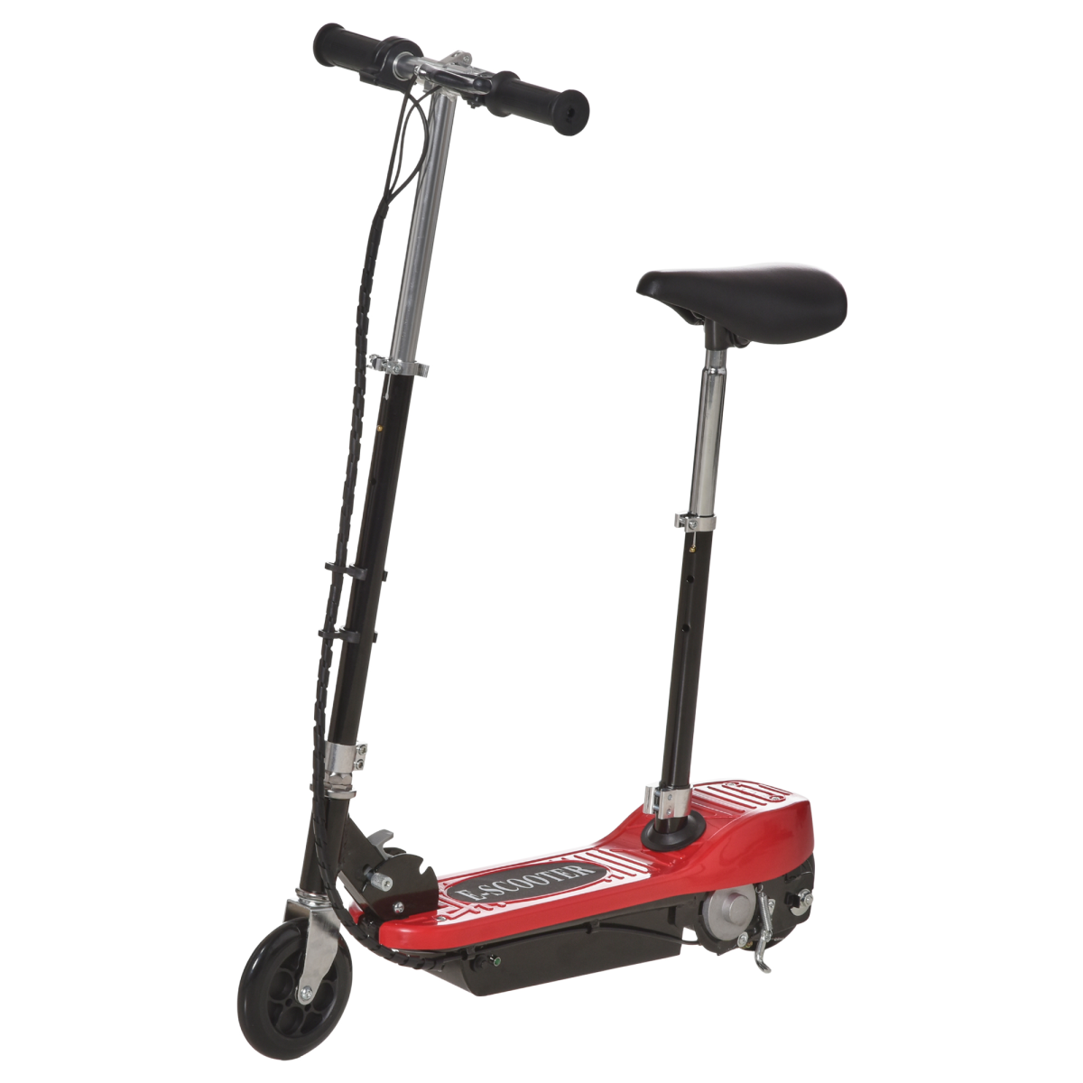 HOMCOM Kids Foldable Electric Scooter 120W with Adjustable Seat, Hand Brake & Kickstand – Ages 7–12, Red