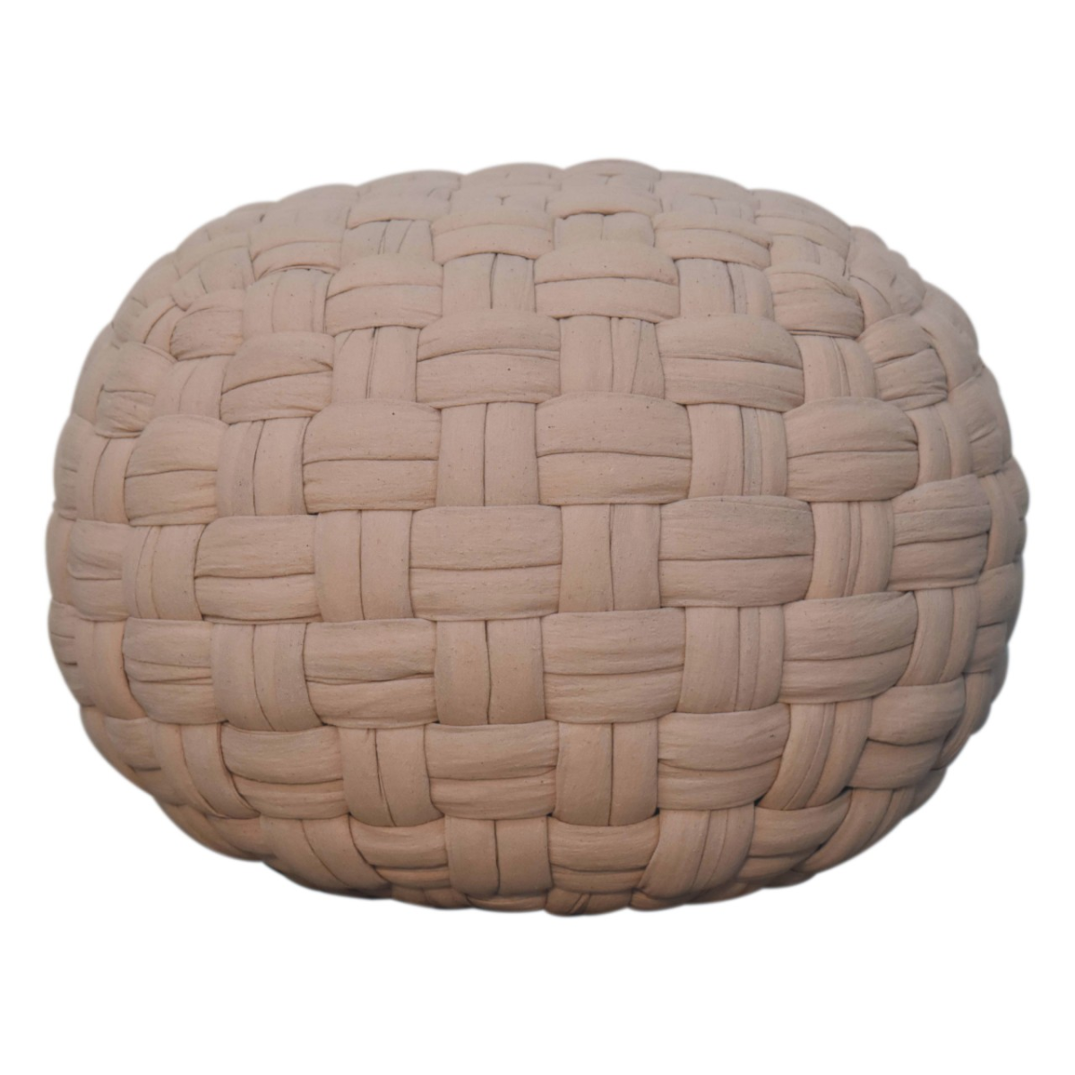 Artisan Furniture Woven Tube Pouffe in Cotton – Multi-Purpose Footstool, Side Table or Extra Seat, Cream