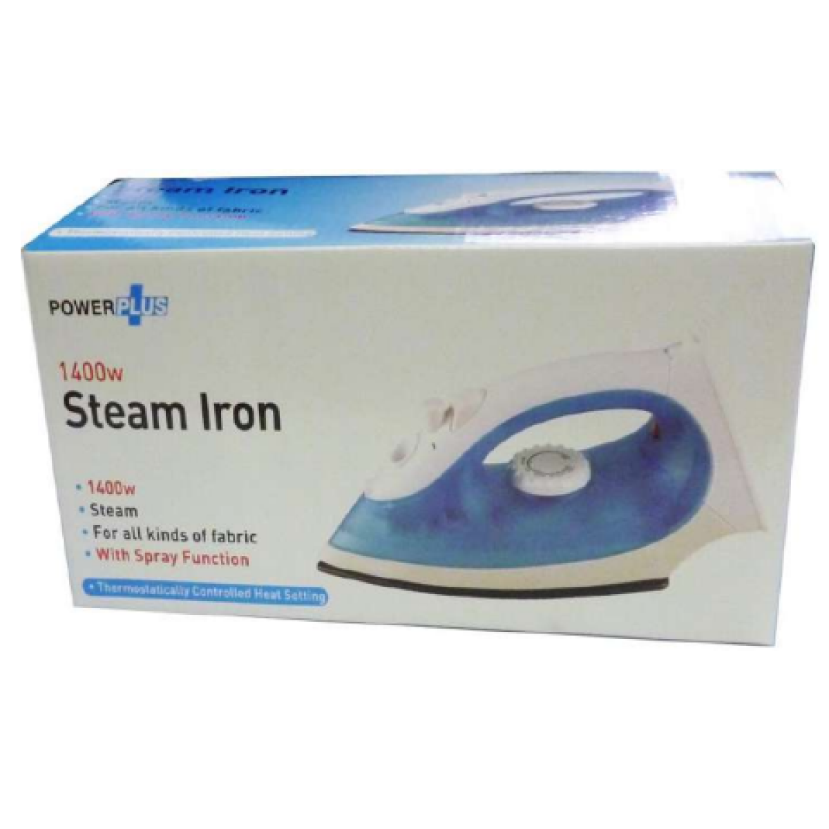 Powerplus 1400W Steam Iron with Spray Function and Thermostatically Controlled Heat – For All Fabric Types