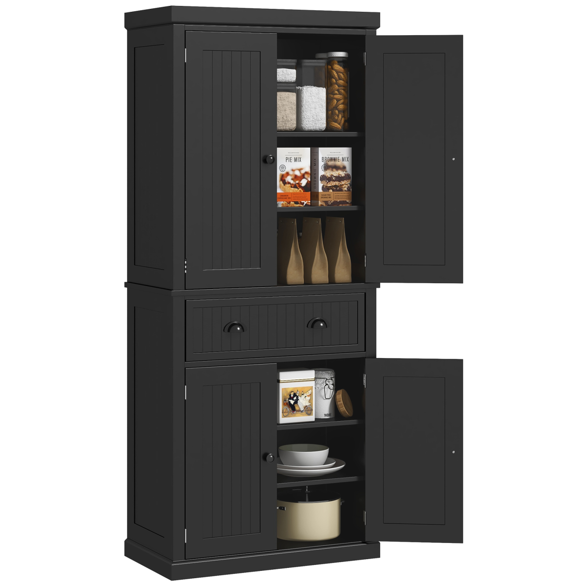 Black freestanding kitchen storage cabinet