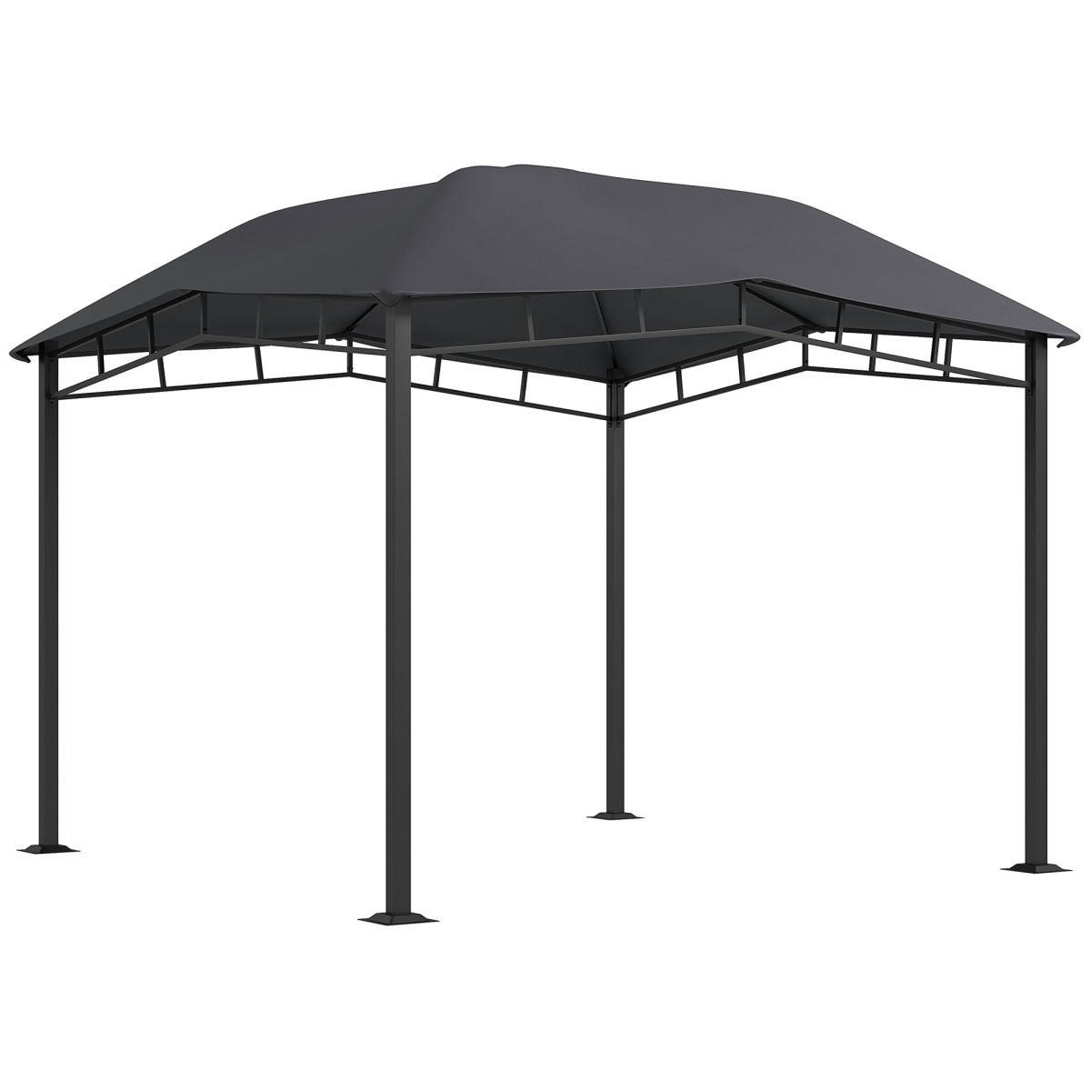 Outsunny 3x3m Patio Gazebo with Geodesic Design, Steel Frame & UV-Blocking Canopy – Garden Party Shelter, Grey