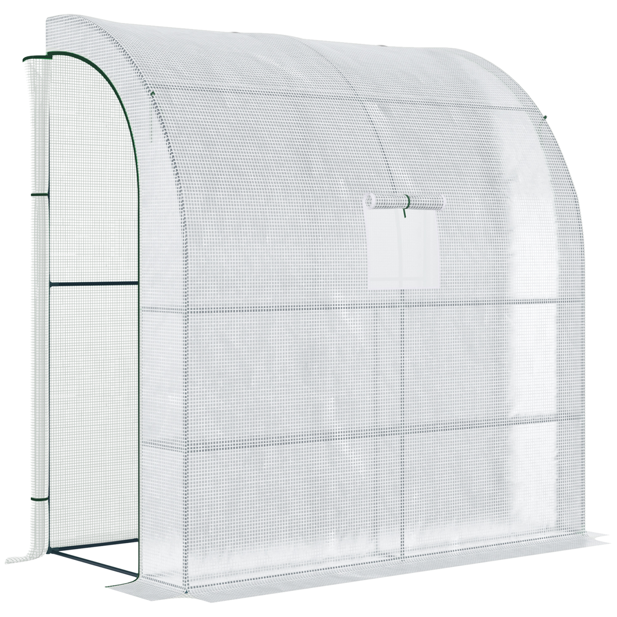 Outsunny Walk-In Lean-To Greenhouse with 4 Shelves, Windows & Doors – Steel Frame, PE Cover, White