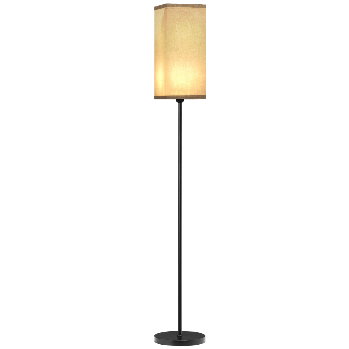 HOMCOM Linen Shade Standing Floor Lamp – Black
