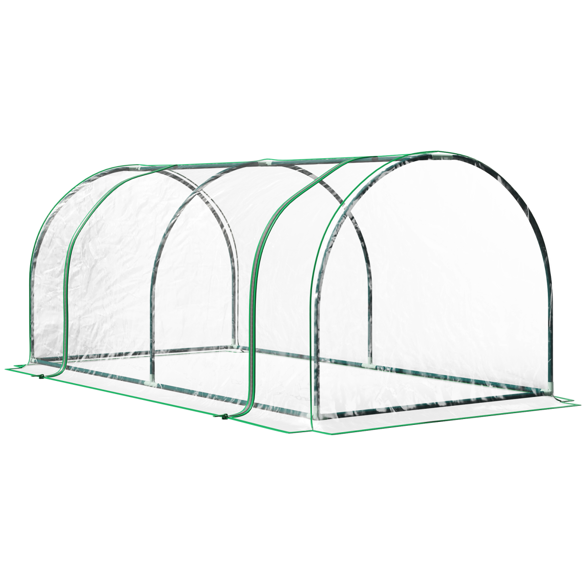 Tunnel Greenhouse with Two Large Doors and Steel Frame, 200 x 100 x 80cm – Portable Garden Grow House, Green