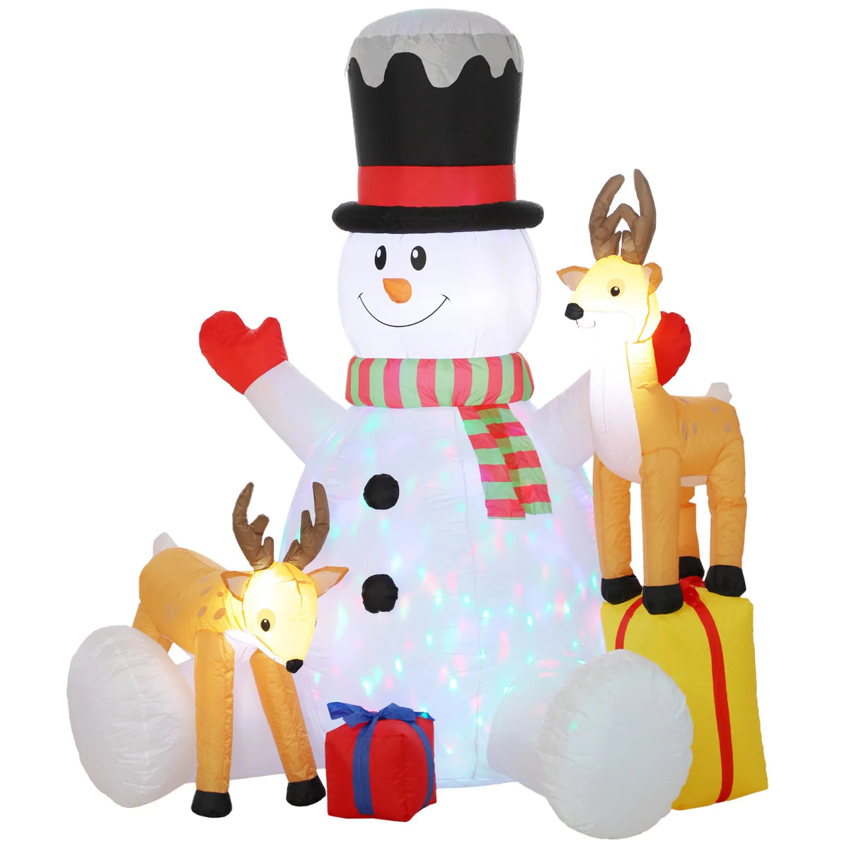 Outsunny 7ft Giant Christmas Inflatable Snowman with 2 Reindeer