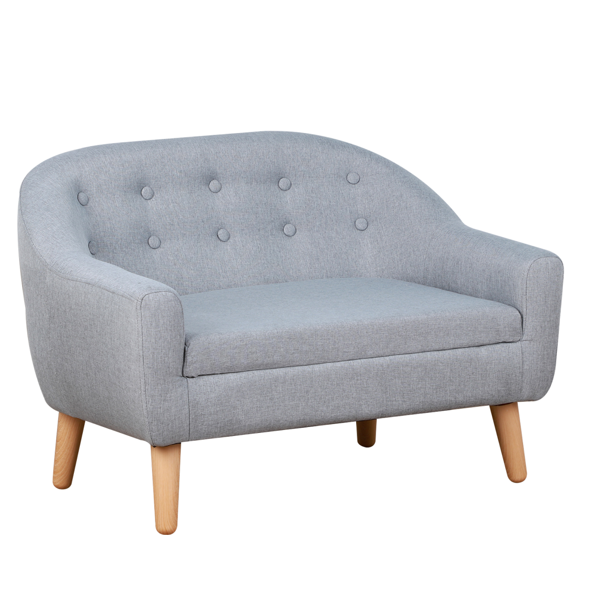 HOMCOM Kids Mini Sofa Armchair with Padded Seat and Tapered Feet – Bedroom & Playroom Seating for Ages 3-7, Grey