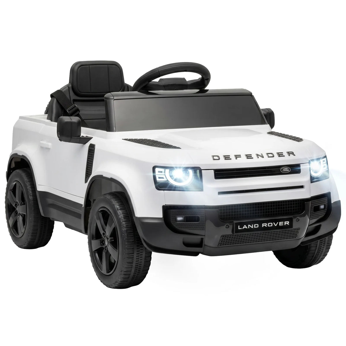 AIYAPLAY Land Rover Licensed 12V Kids Ride-On Car with Remote, Suspension and Soft Start – Lights and Music, White