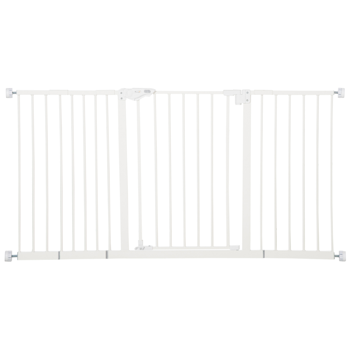 Pawhut Adjustable Metal Pet Safety Gate with 3 Extensions & Auto-Close Door – Double Lock, White