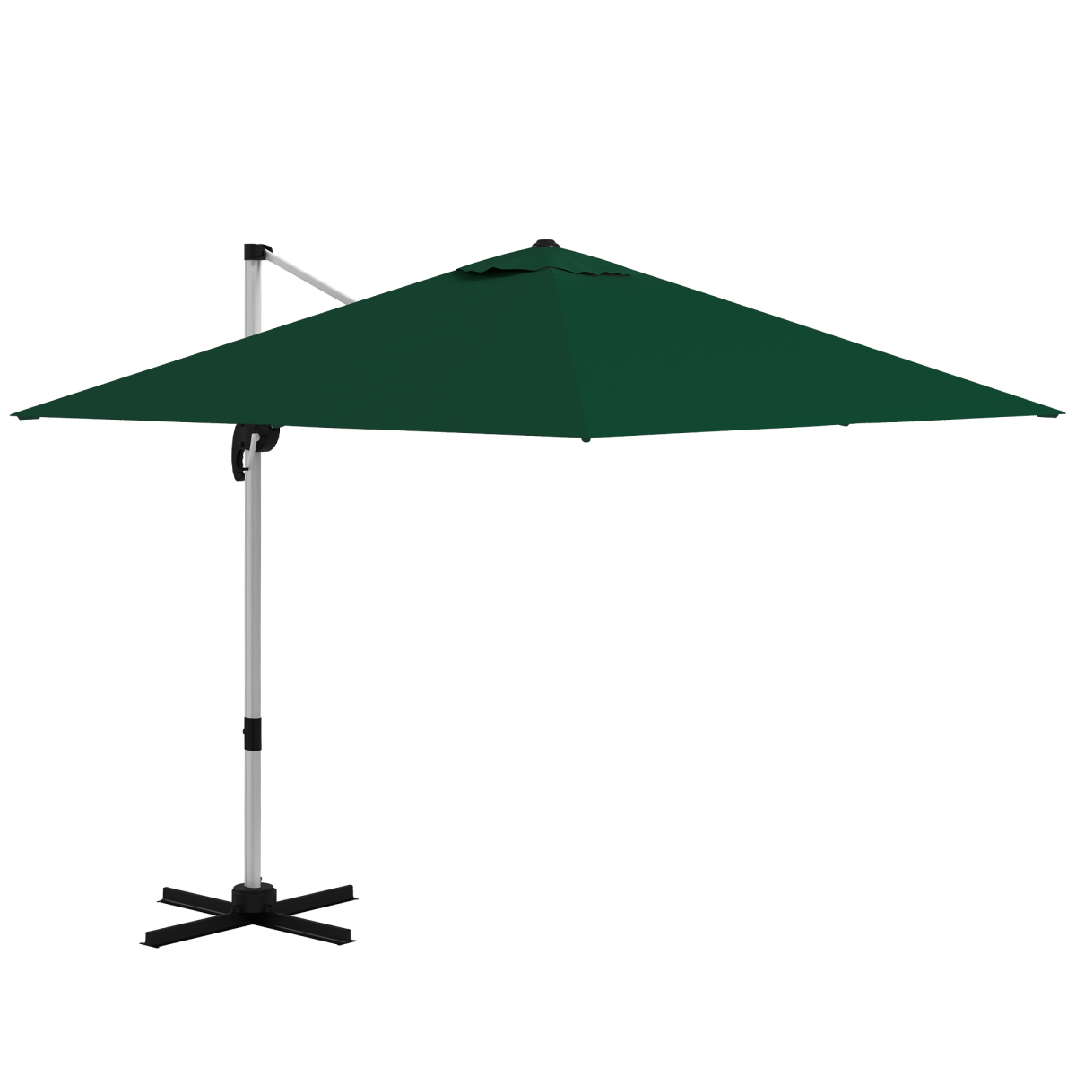 Outsunny 3 x 3m Cantilever Roma Parasol with 360° Cross Base and 5-Level Tilt – Garden Umbrella, Green