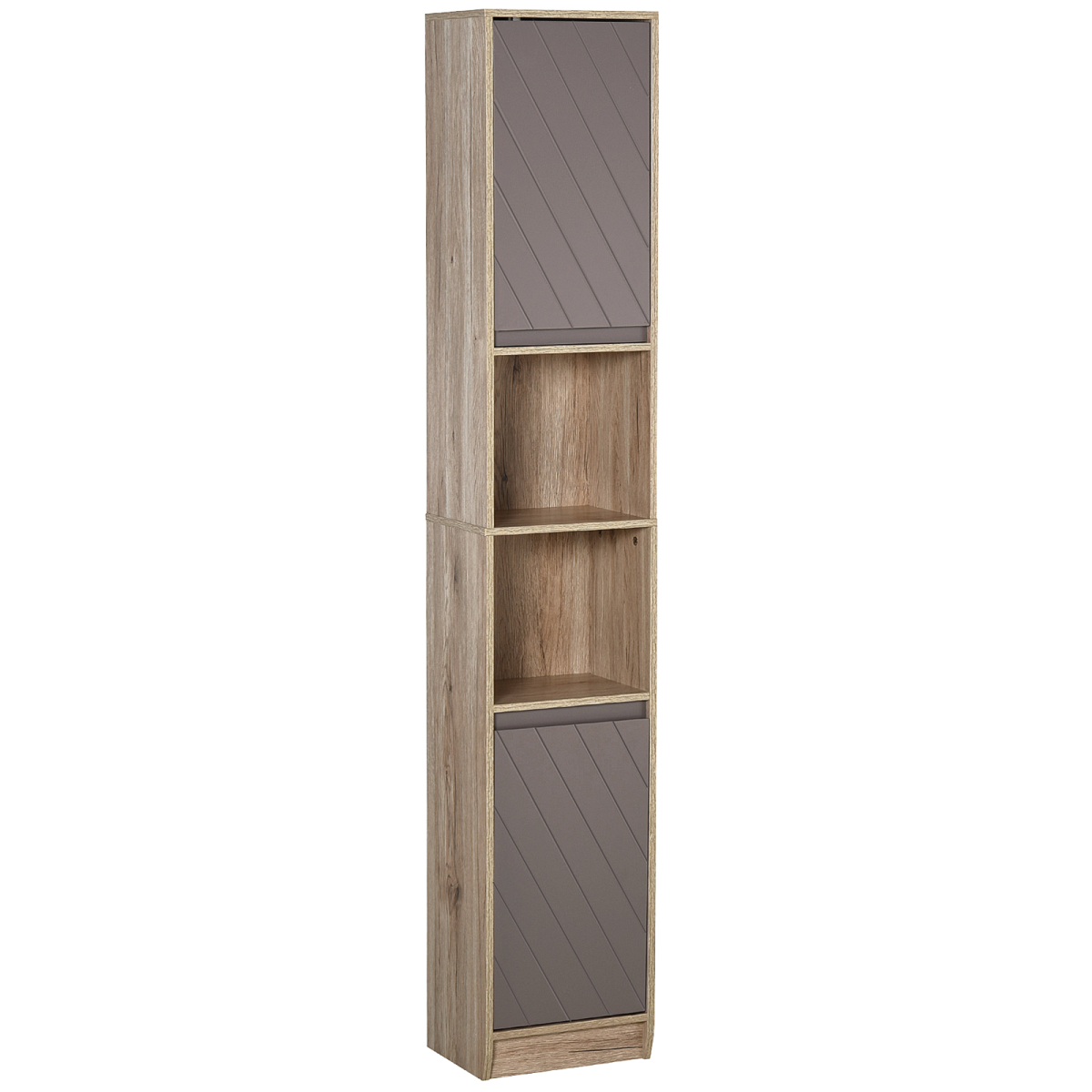 170cm Freestanding Slimline Storage Cabinet with 2 Cupboards and 2 Compartments – Anti-Tip Straps