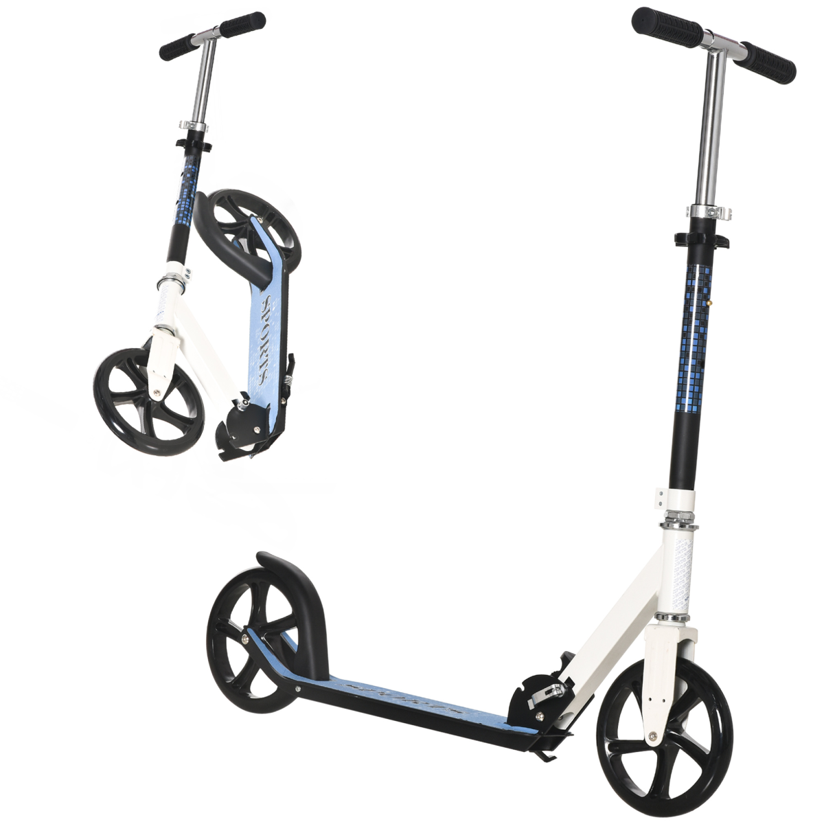HOMCOM Foldable Kids Kick Scooter with Adjustable Height Handlebar and Aluminium Frame – Ages 5+, White