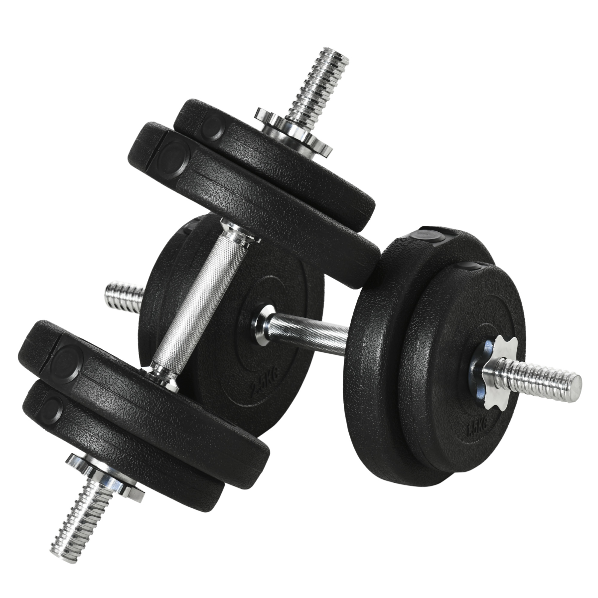 HOMCOM 20kg Adjustable Dumbbell Set with Non-Slip Grips & Stackable Plates – Home Gym Hand Weights, Black