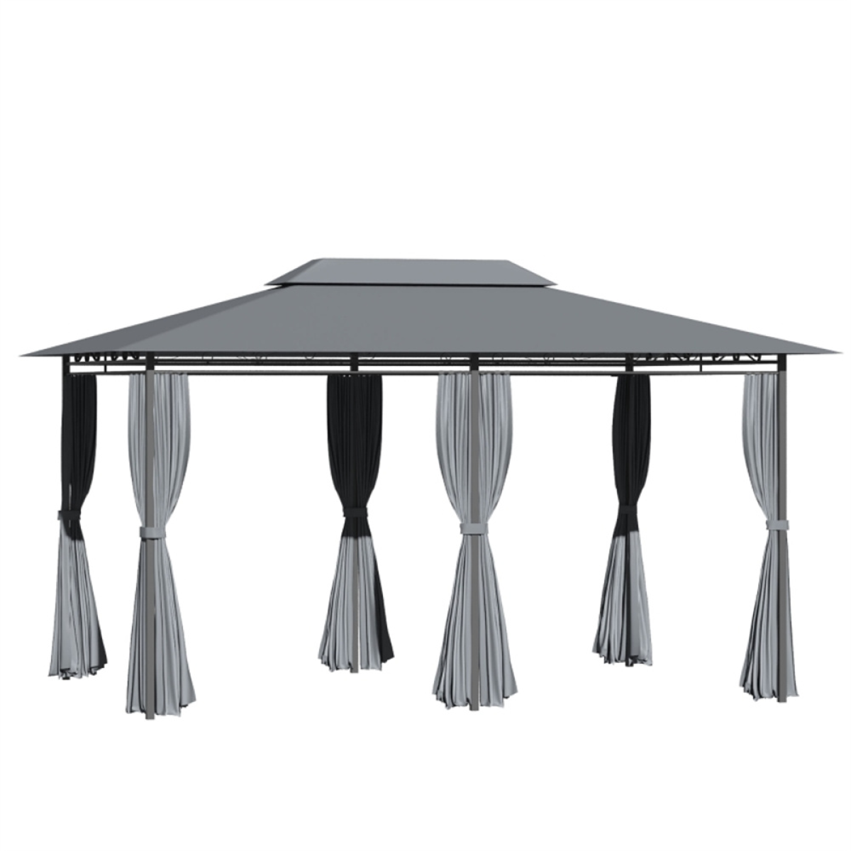Patio Gazebo with 2-Tier Polyester Canopy & Powder-Coated Steel Frame – Extra-Large Garden Shelter, Sage Grey