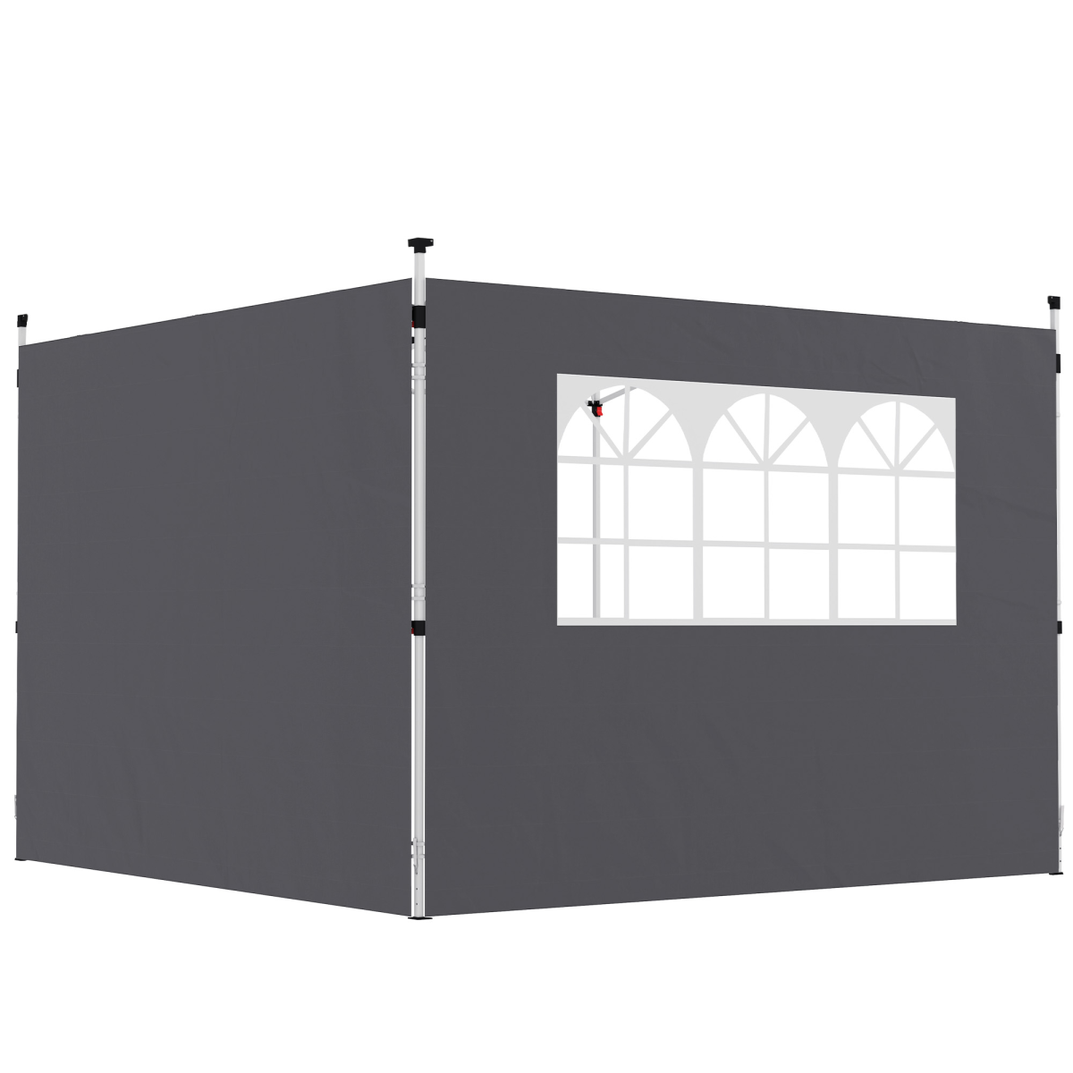 Outsunny Gazebo Replacement Side Wall Panels with Windows, 2-Piece Set, 3m x 2m – PE-Coated Oxford, Grey