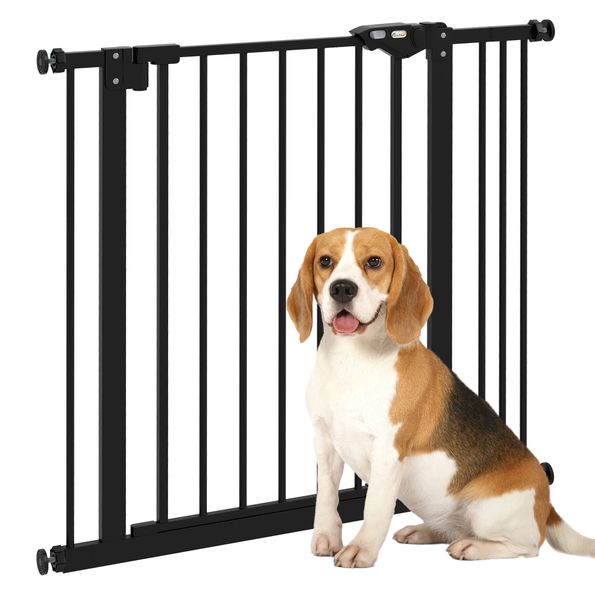 PawHut Adjustable Safety Gate with 1 Extension and 4 Screws – Pet Gate for Doors and Stairs, Black