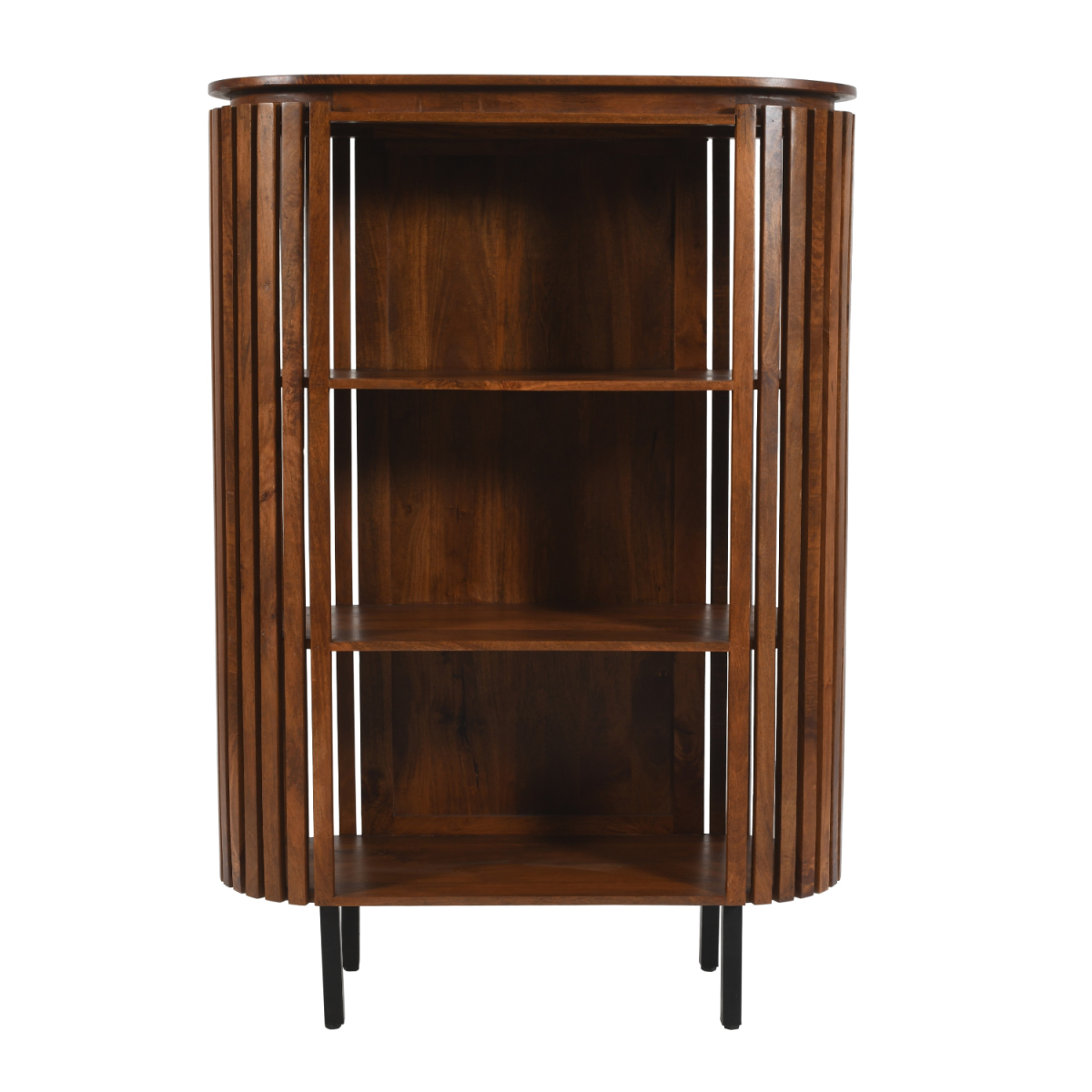 Slatted mango wood medium bookcase