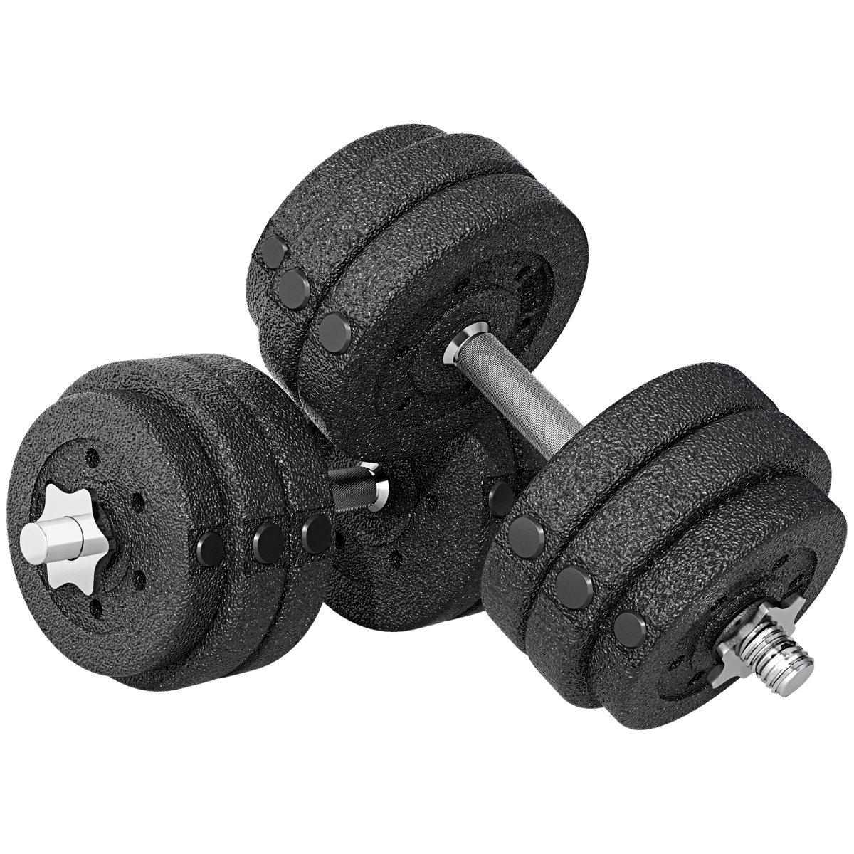 HOMCOM 30kg Adjustable Dumbbell Set with Connecting Rods & Non-Slip Grips – Home Gym Hand Weights, Black