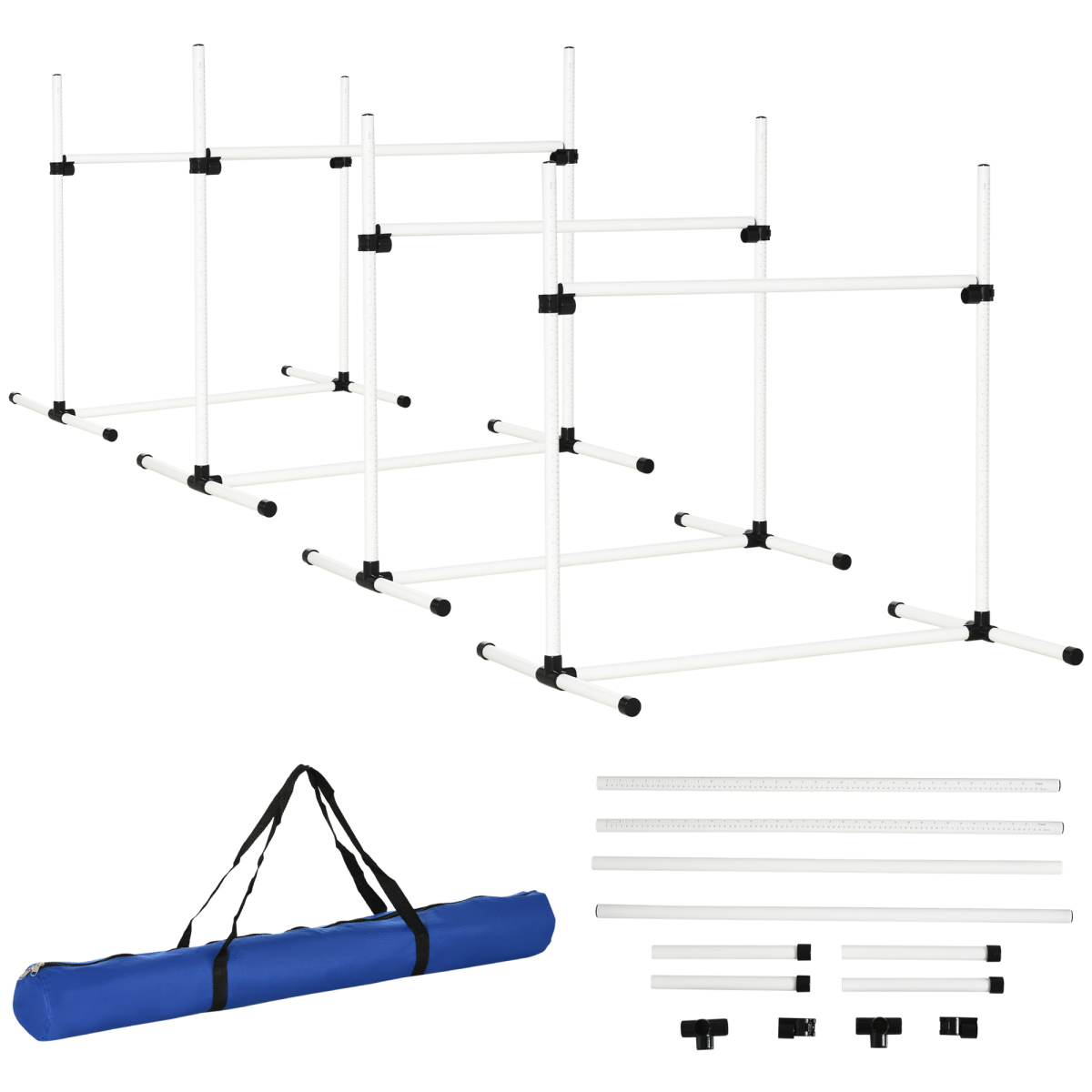 Pawhut Dog Agility Set with Adjustable Jumps and Carrying Case – Free-Standing Training Obstacle Course