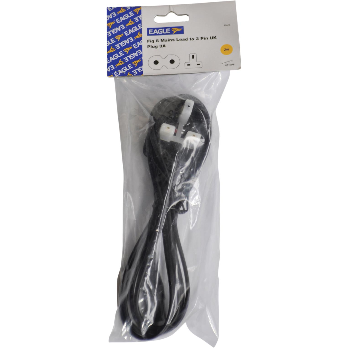 Eagle Figure-of-8 Mains Lead with 3-Pin UK Plug, 3A – Power Cable for LED TVs and Home Use