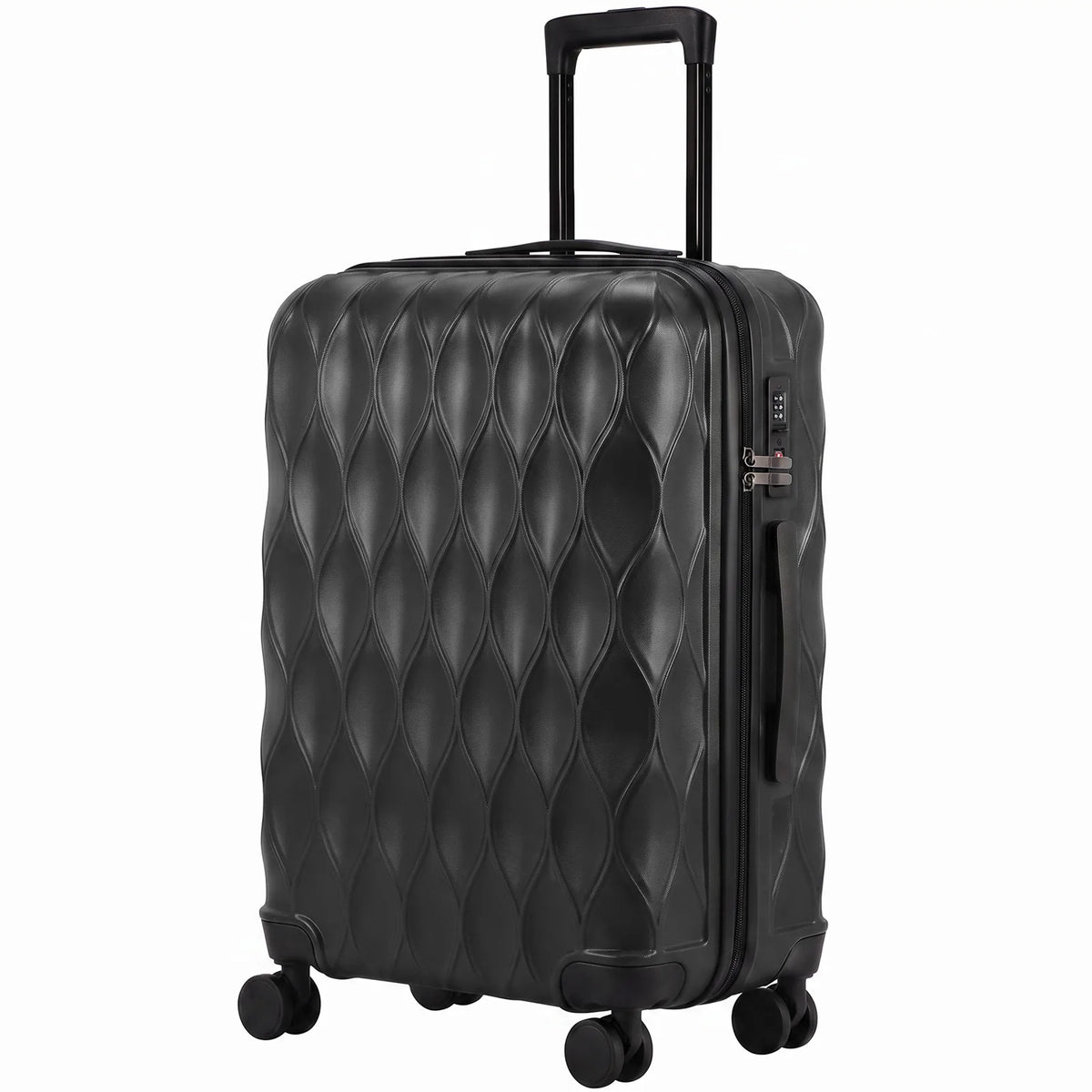 HOMCOM 24 Inch ABS Hard Shell Suitcase with TSA Lock and Spinner Wheels – 64L Checked Luggage, Black