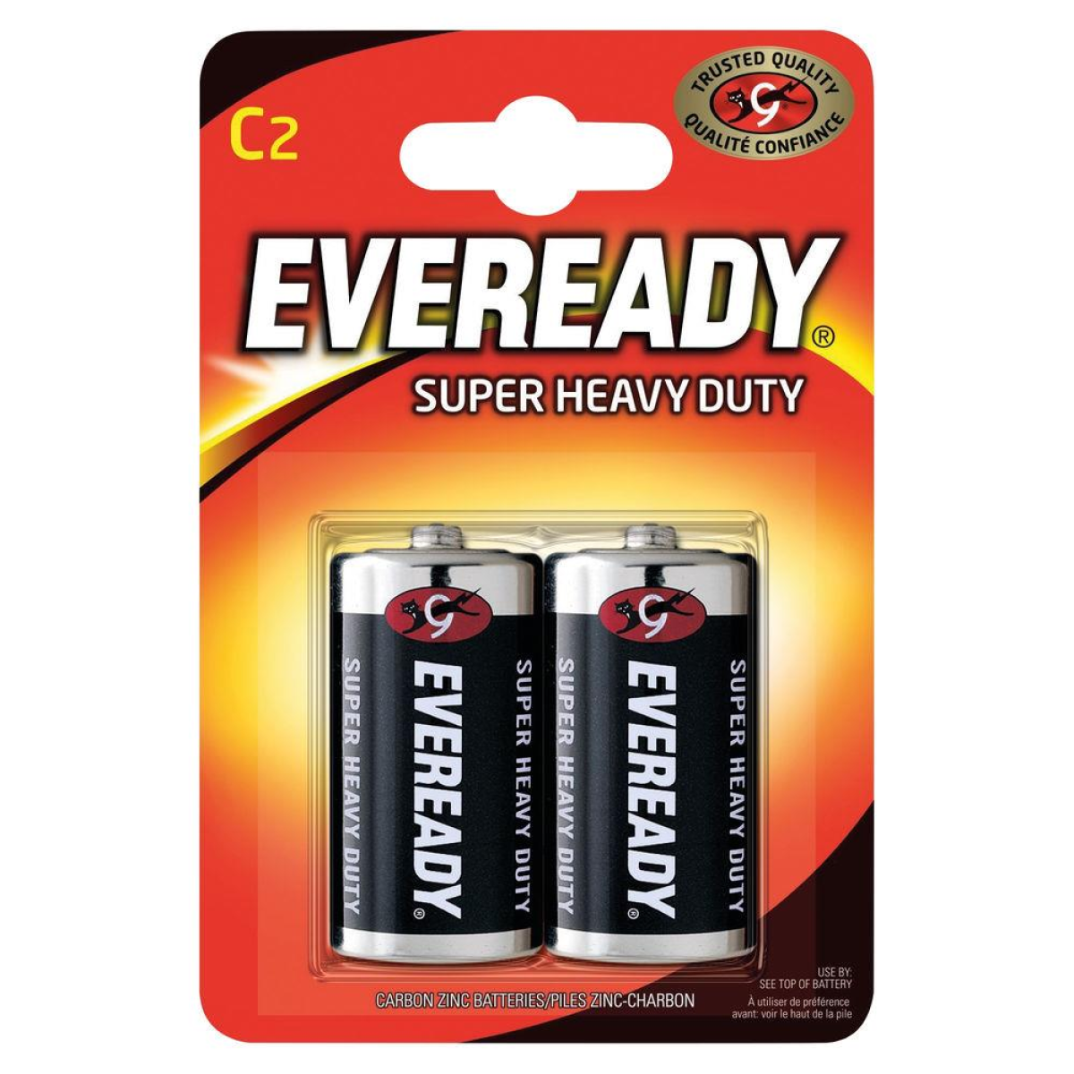 Eveready High Energy C Size Zinc Batteries, 2 Pack – Reliable Power for High-Drain Devices