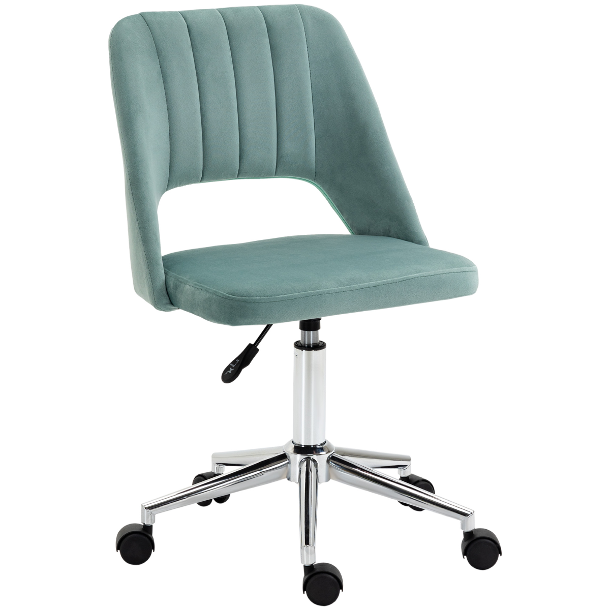 Vinsetto Swivel Office Chair with Velvet-Feel Upholstery, Scallop Shape & High Back – Home Desk Chair, Green
