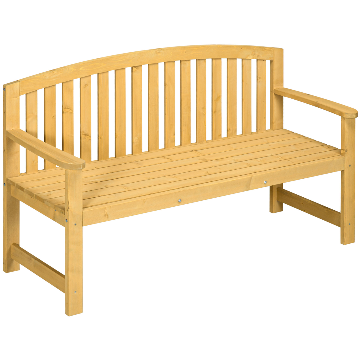 Outsunny 2-Person Wooden Garden Bench with Armrests & High Back – Fir Wood Outdoor Patio Seating, Orange