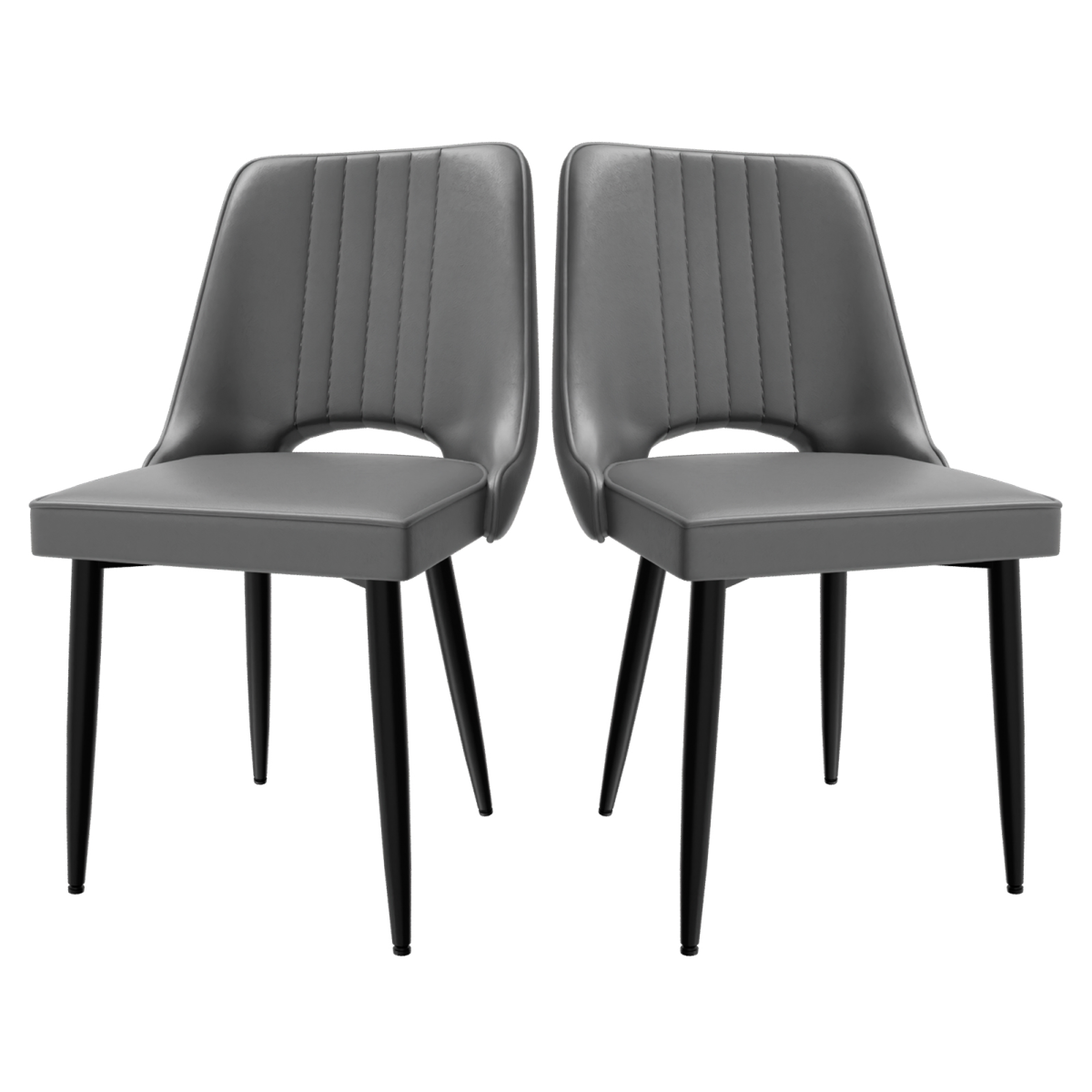 Faux leather dining chair with cut-out back