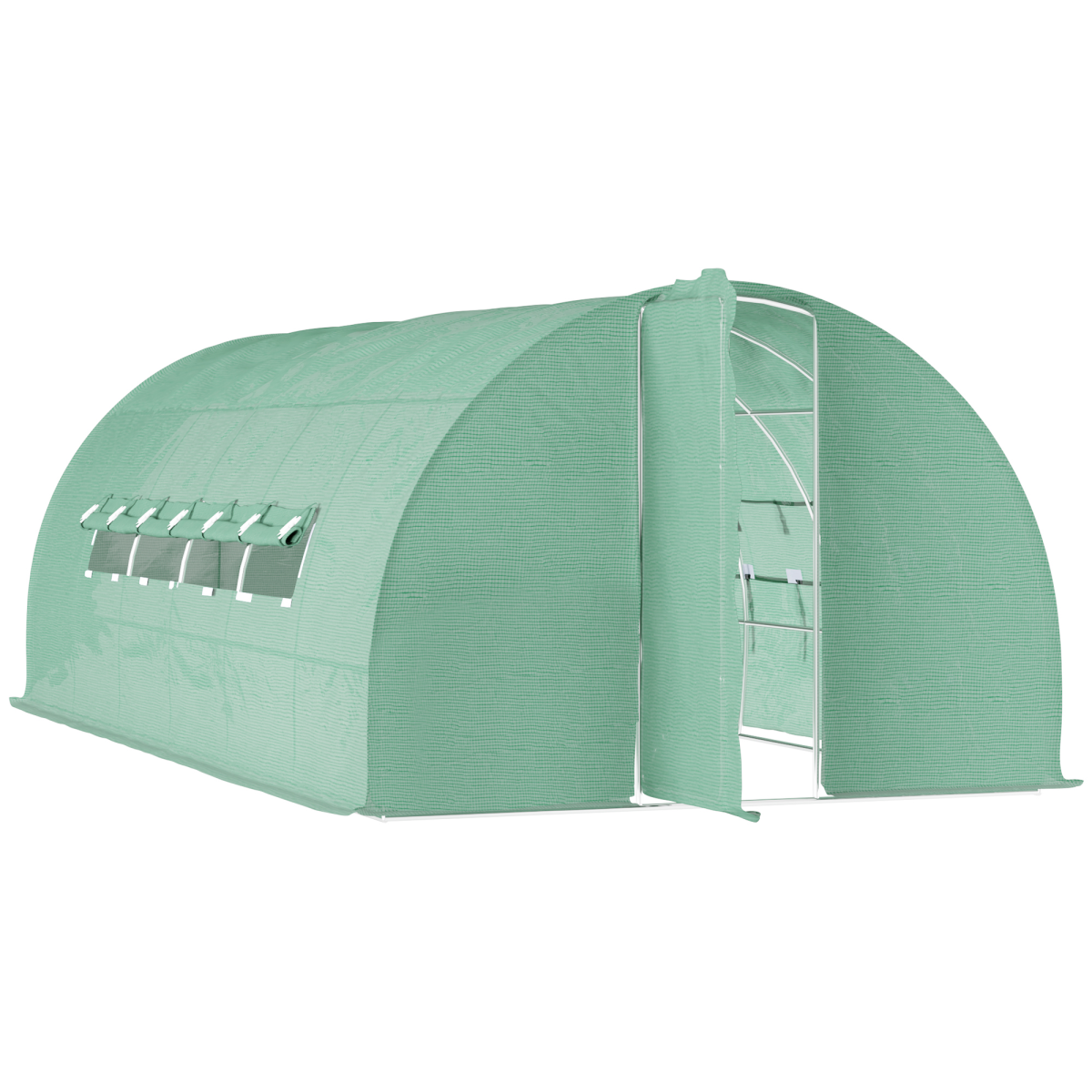 Outsunny 6 x 3m Reinforced Walk-In Polytunnel Greenhouse with Galvanised Steel Frame – Garden Growing