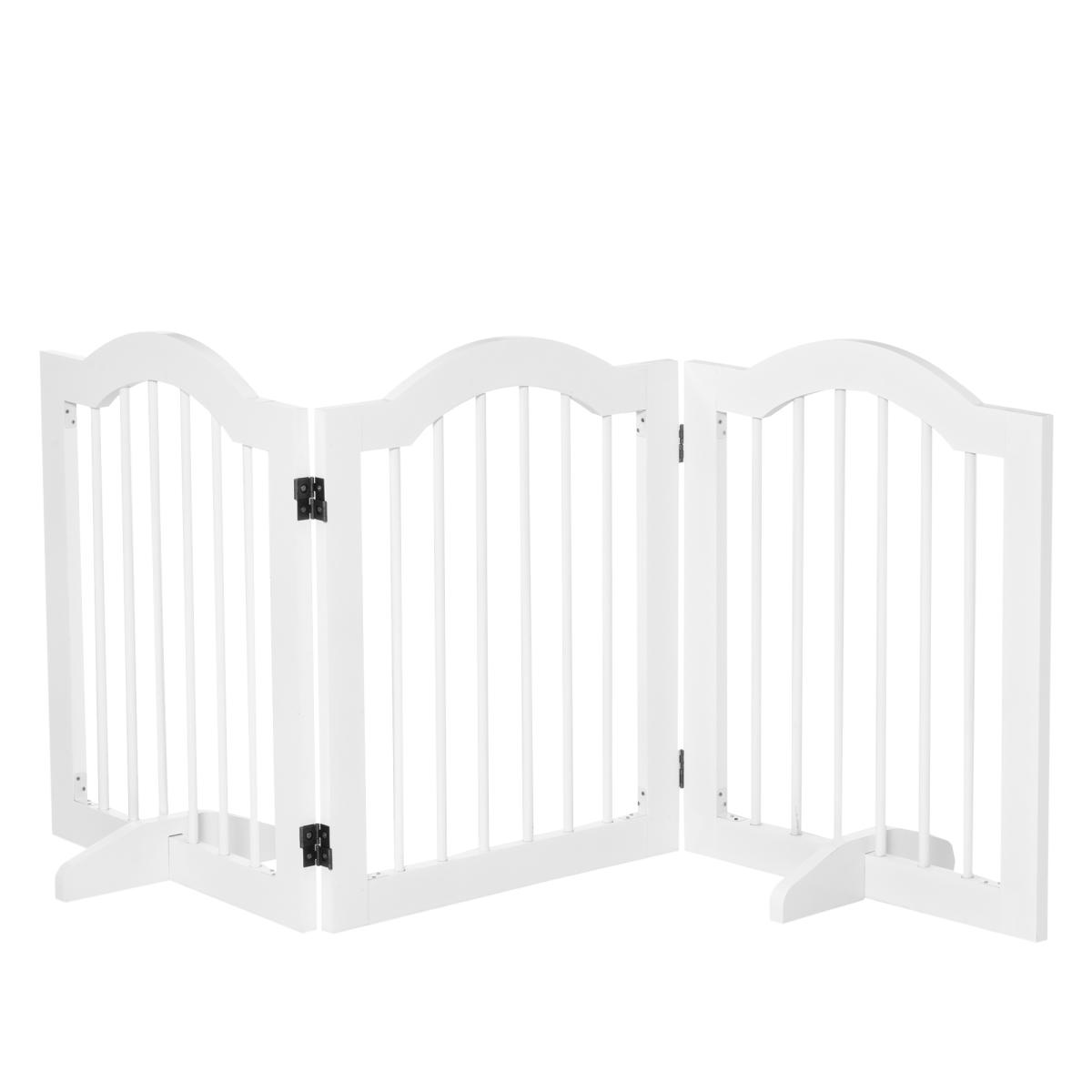 PawHut 3-Panel Freestanding Wooden Dog Gate with Support Feet – Foldable Safety Barrier for Small Dogs, White
