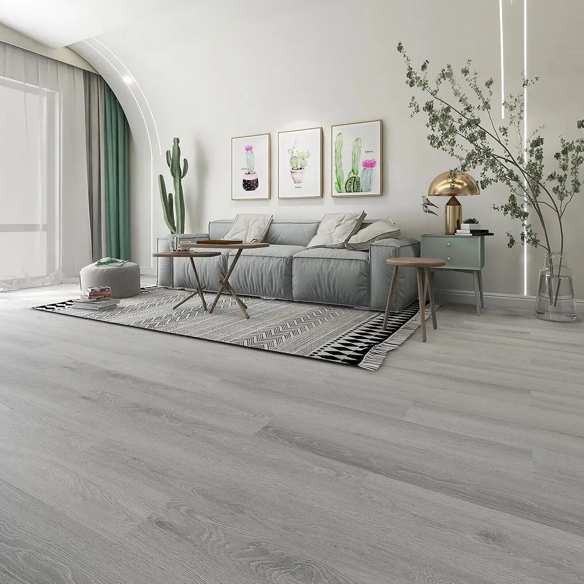 Self-Adhesive Wood Effect Vinyl Floor Planks, 36 Pieces (5m²) – Waterproof PVC Flooring, Light Grey