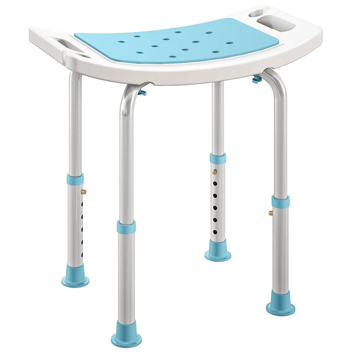 HOMCOM Adjustable Shower Chair with Aluminium Frame, Non-Slip Feet & Padded EVA Seat – Bathtub Stool, Turquoise