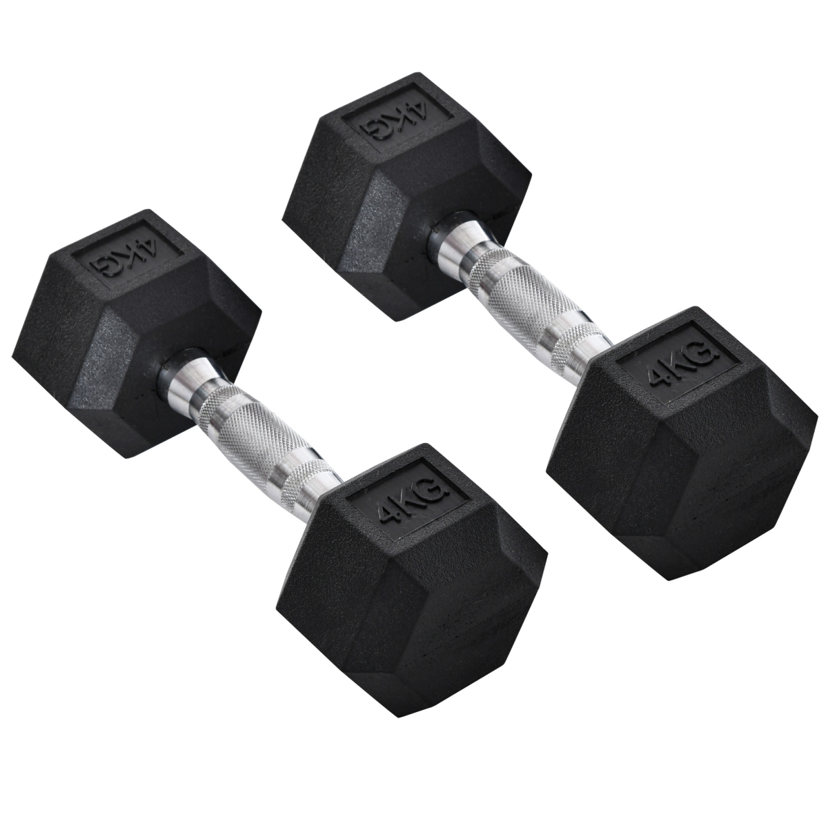 HOMCOM Hexagonal Dumbbells Set, 2 x 4kg with Knurled Handles & Anti-Roll Design – Home Gym Weight Lifting Hand Weights