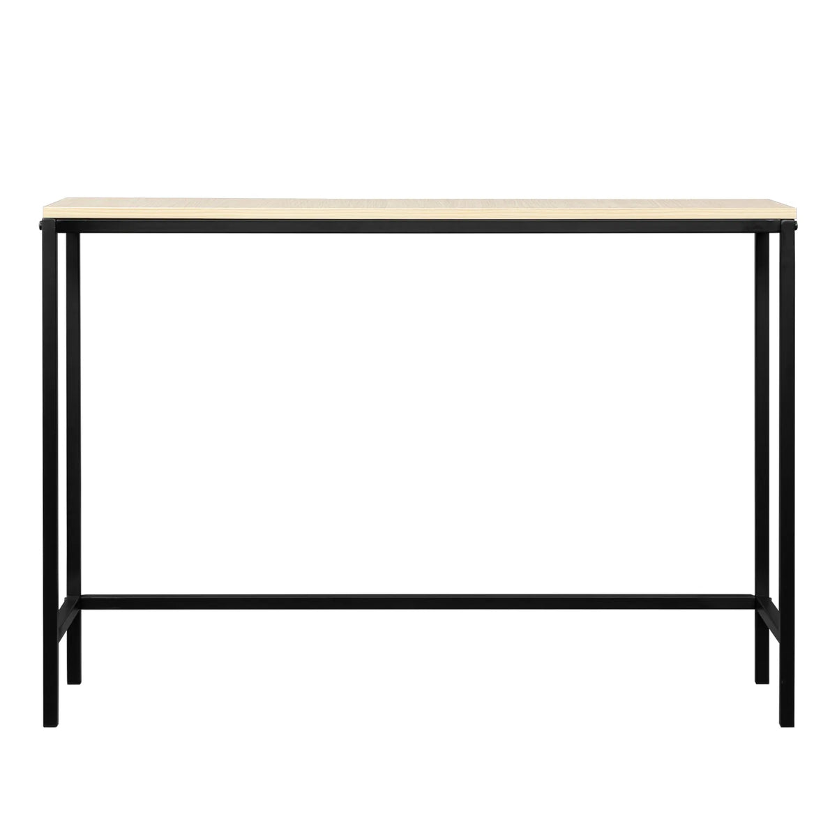 Industrial Style Console Table with Metal Frame – Single-Layer Entryway & Sofa Side Table, Light Walnut