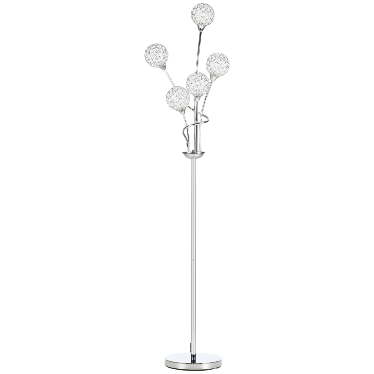Silver K9 crystal 5-light floor lamp