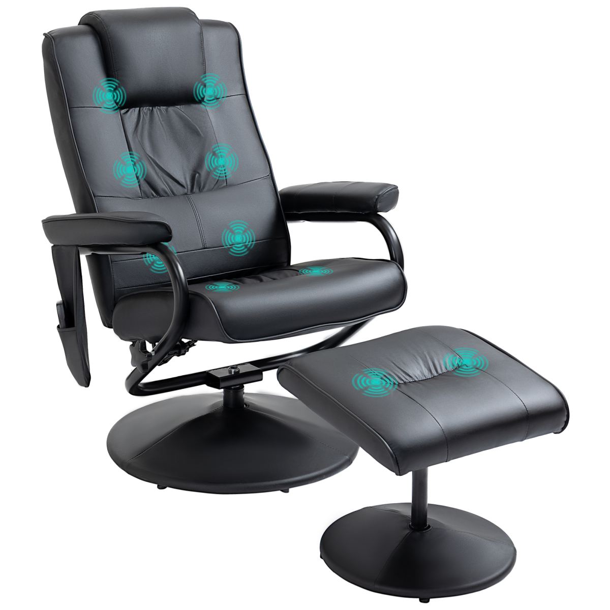 Black massage recliner chair with ottoman
