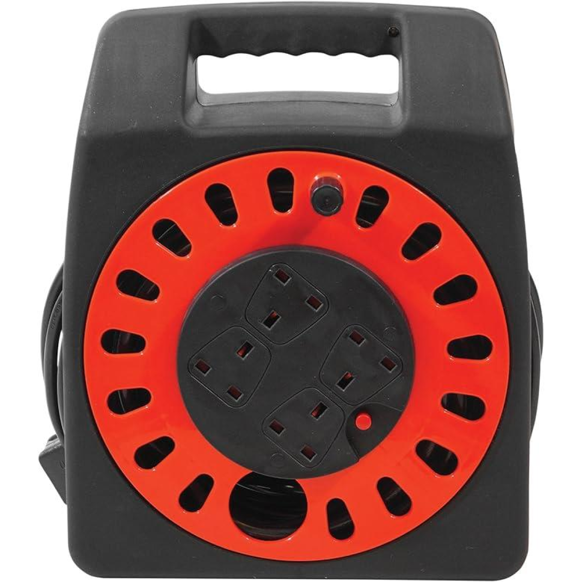 Eagle 4 Socket Cassette Extension Cable Reel, 25m – Overload Cut-Out with Reset, Carry Handle, Red/Black