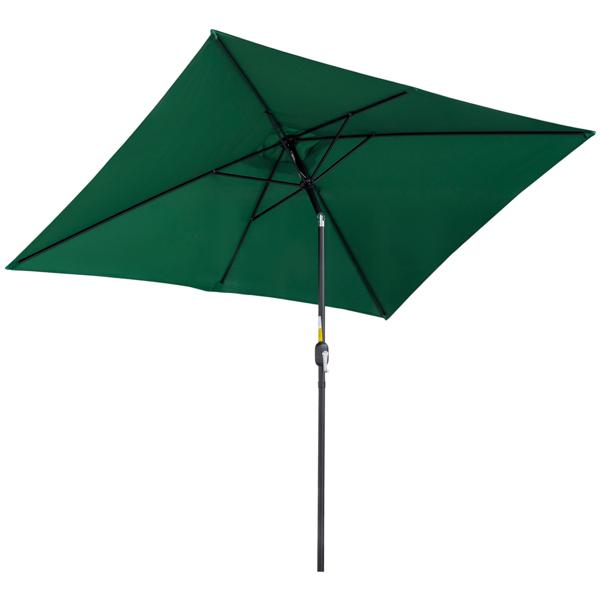 Outsunny 3x2m Patio Parasol with Tilt & Crank Handle, 6 Ribs, UV-Resistant Canopy – Garden Sun Shade, Green