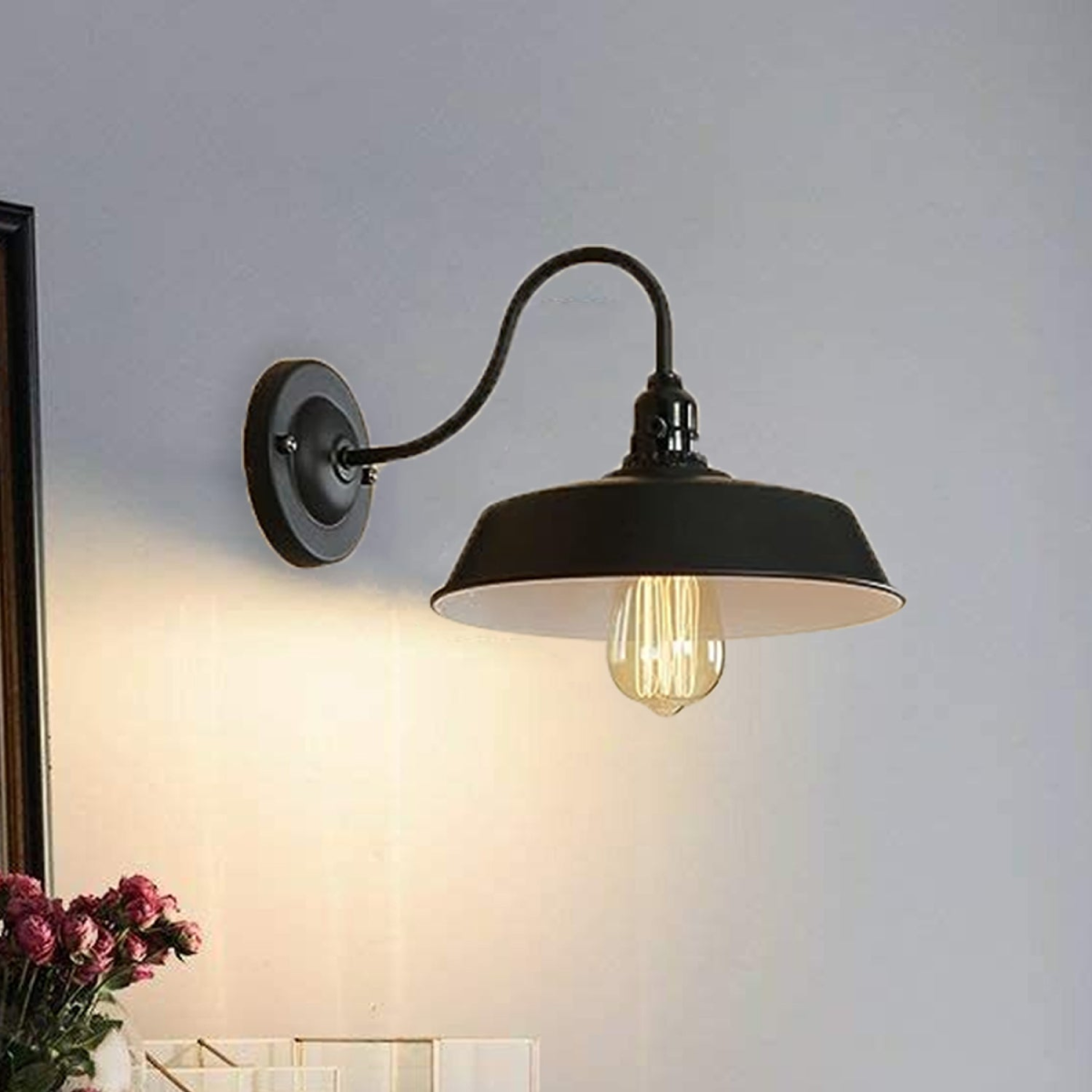 LEDSone Modern Black Iron Cage Wall Light – Contemporary Wall Sconce for Living Room, E27
