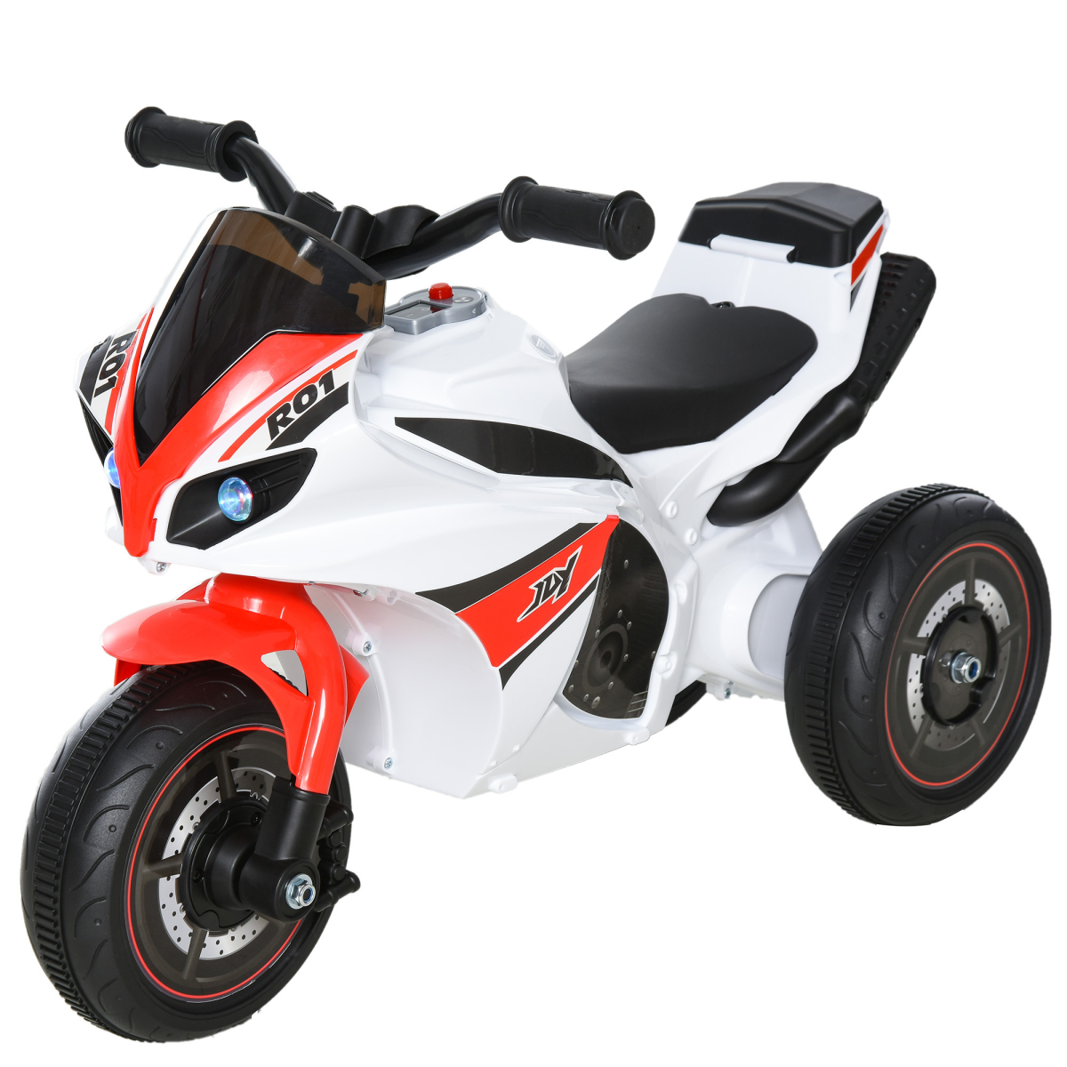 HOMCOM Kids Ride-On Police Bike with 3 Wheels, Music & Lights – Toddler Foot-to-Floor Trike, 18-36 Months