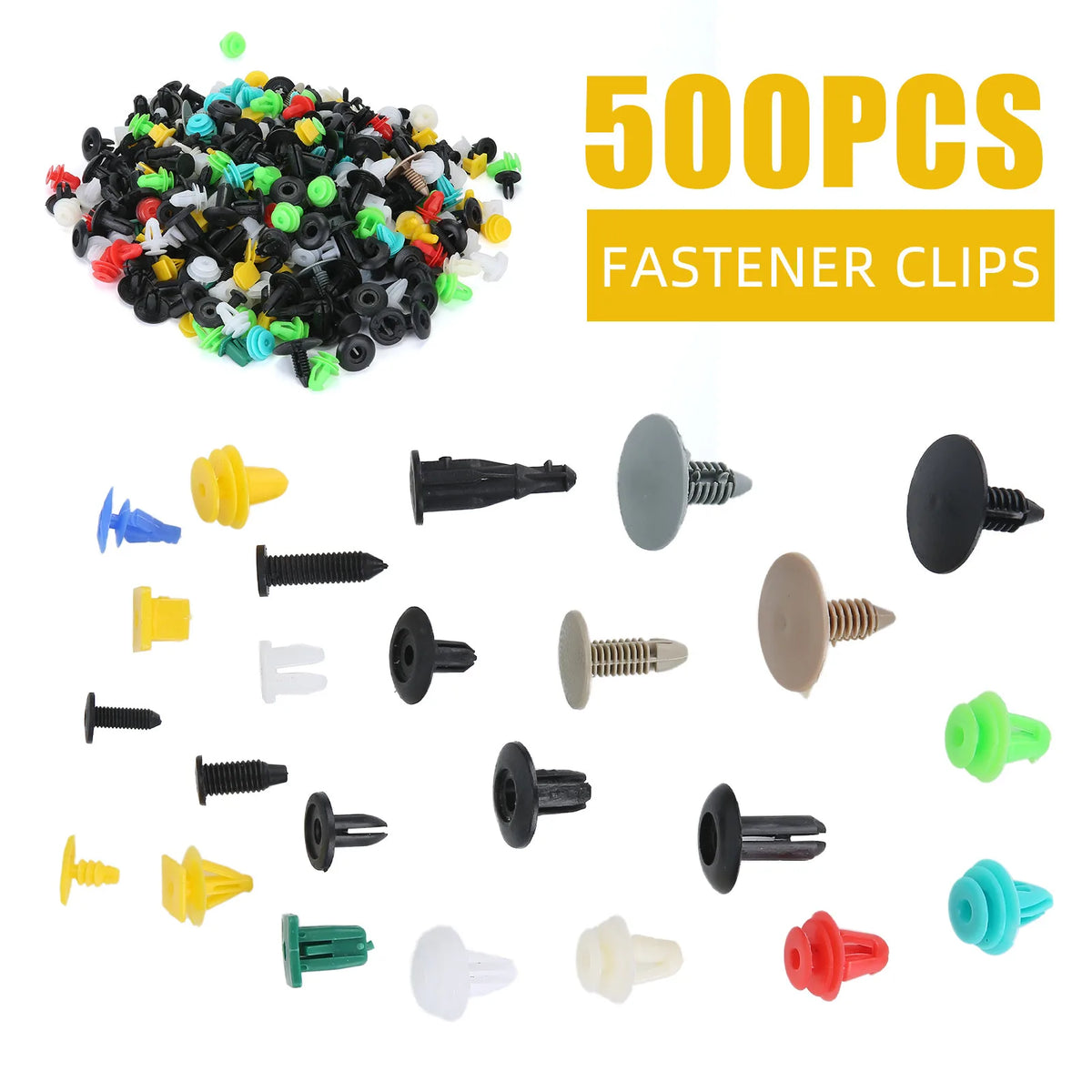 500 Piece Car Body Trim Clip Set – Plastic Push Fastener Retainers for Door Panels & Bumpers