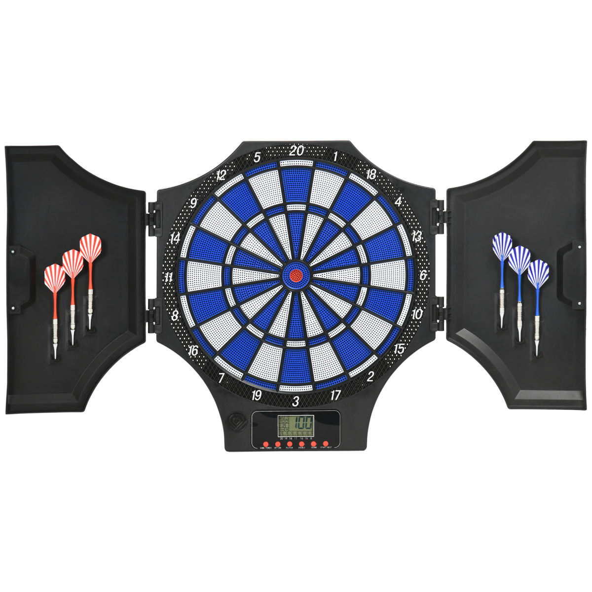 SPORTNOW Electronic Dart Board Set with Cabinet, 31 Games & LCD Scoring – Dartboard for up to 8 Players