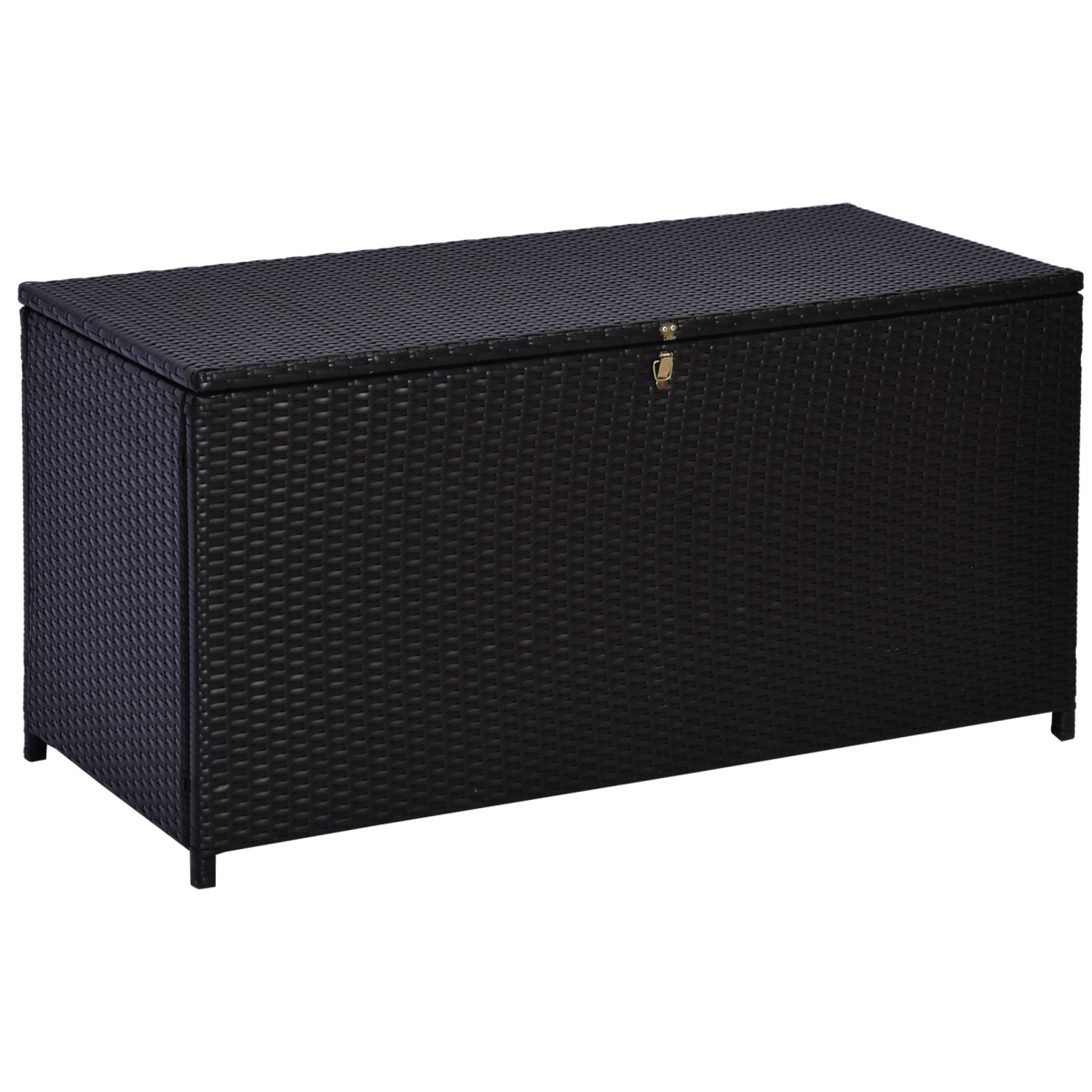 Outsunny Large Rattan Storage Box with Hydraulic Lift, 284L – Wicker Garden Chest, Outdoor Cabinet