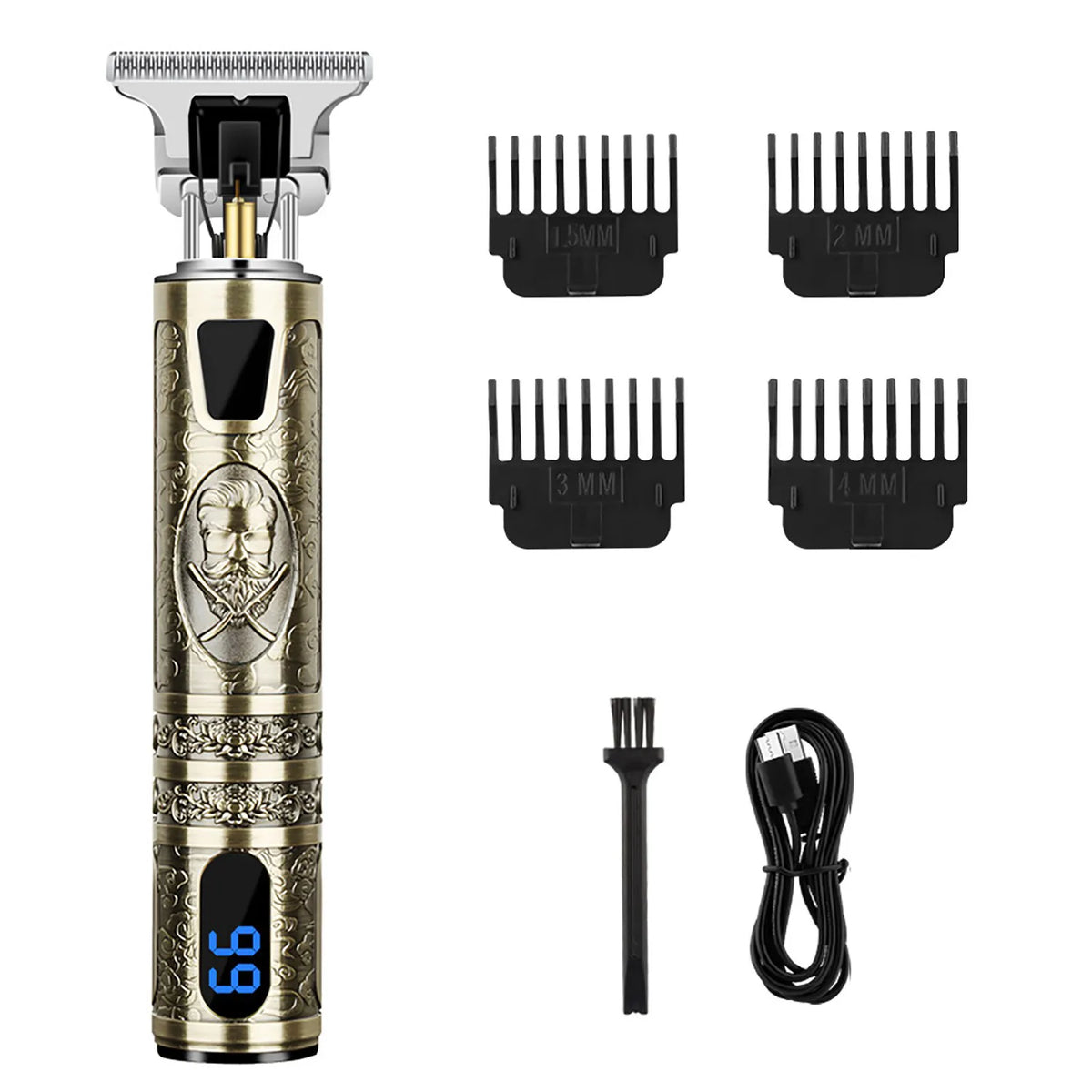 Cordless Hair Clippers & Beard Trimmer Kit with LCD Display, USB Charging & 4 Limit Combs – Ceramic Blade