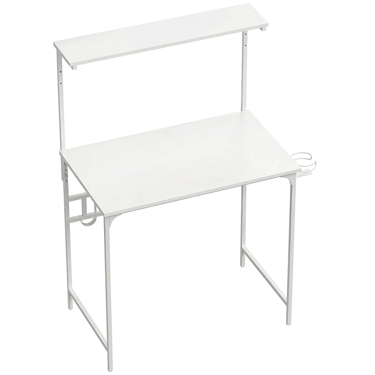 HOMCOM Computer Desk with Hutch Shelf, Cup Holder and Headphone Hook – 80cm Home Office Study Table, White