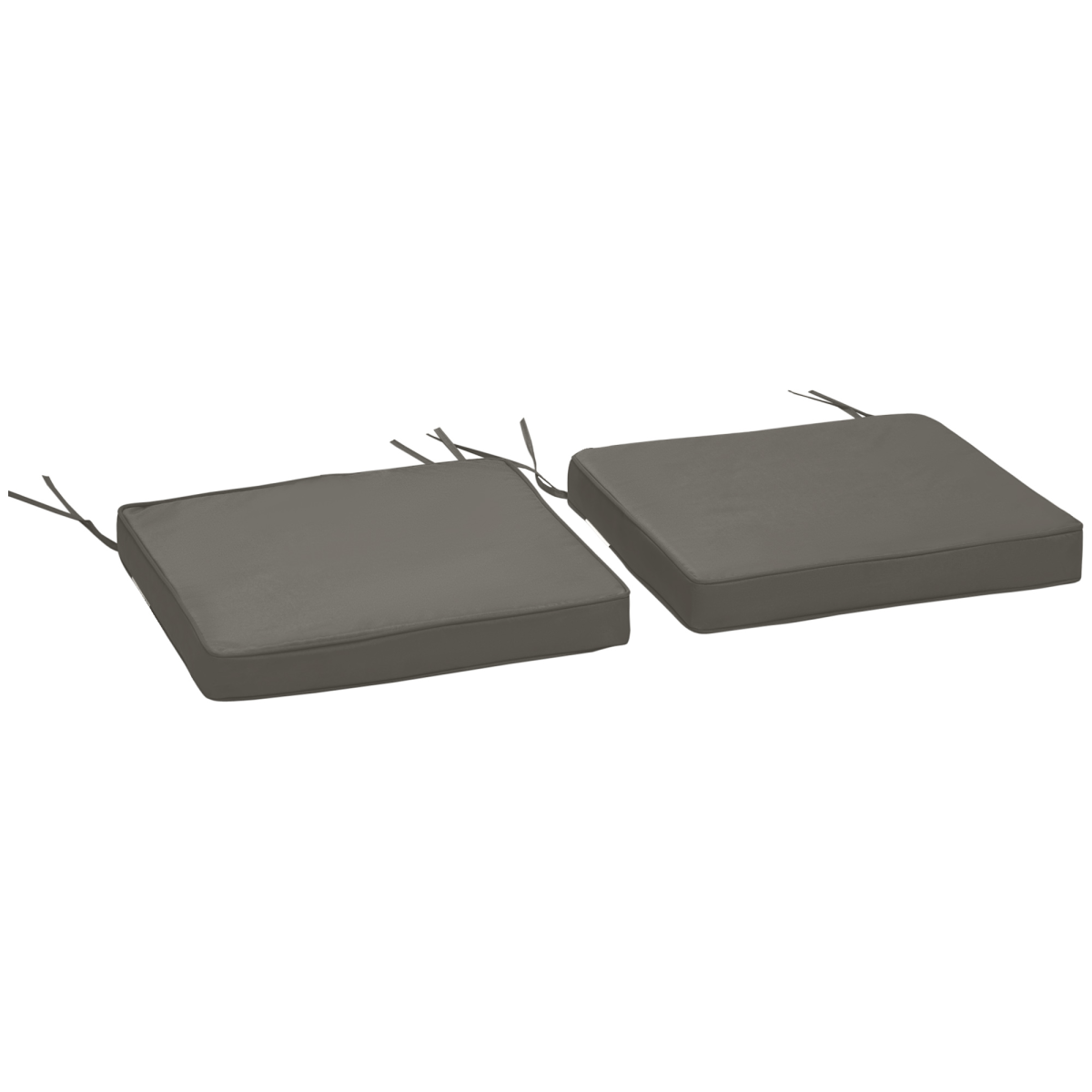 Outsunny Set of 2 Garden Seat Cushions with Ties, 45 x 45cm – Replacement Outdoor Chair Pads, Dark Grey