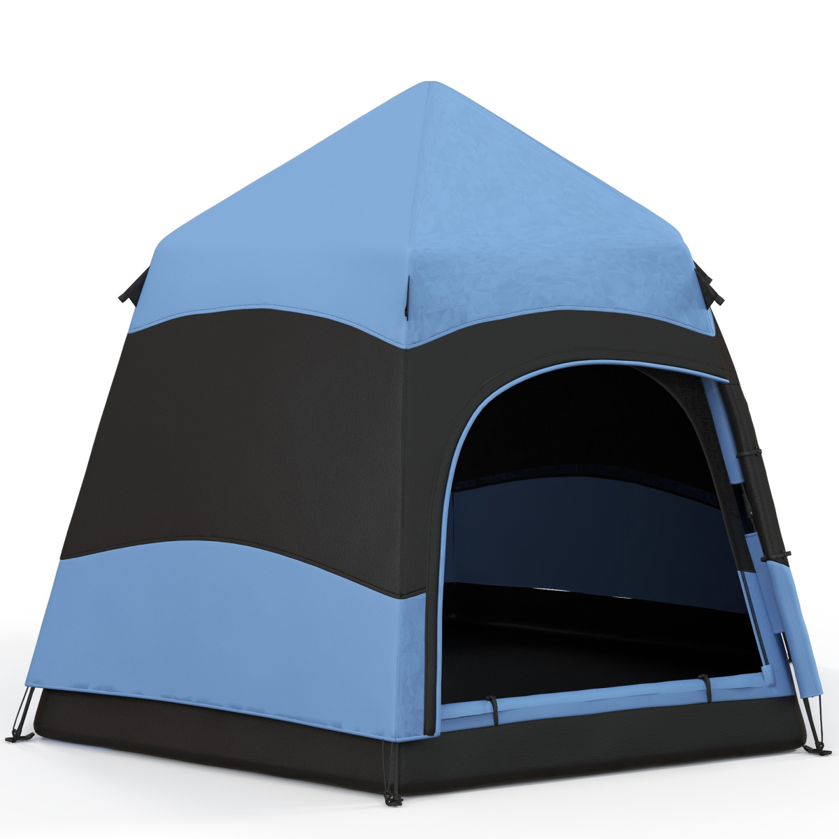 Outsunny 4 Person Pop Up Tent with 2 Doors & Mesh Windows – Camping & Festival Shelter, Blue and Black