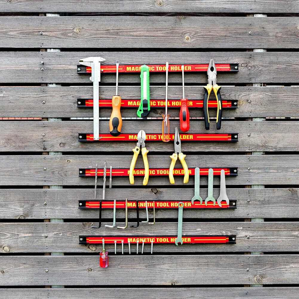 Magnetic Tool Holder Strips, 6 x 18 Inch Heavy Duty Steel Bars – Garage and Workshop Wall Storage Rack